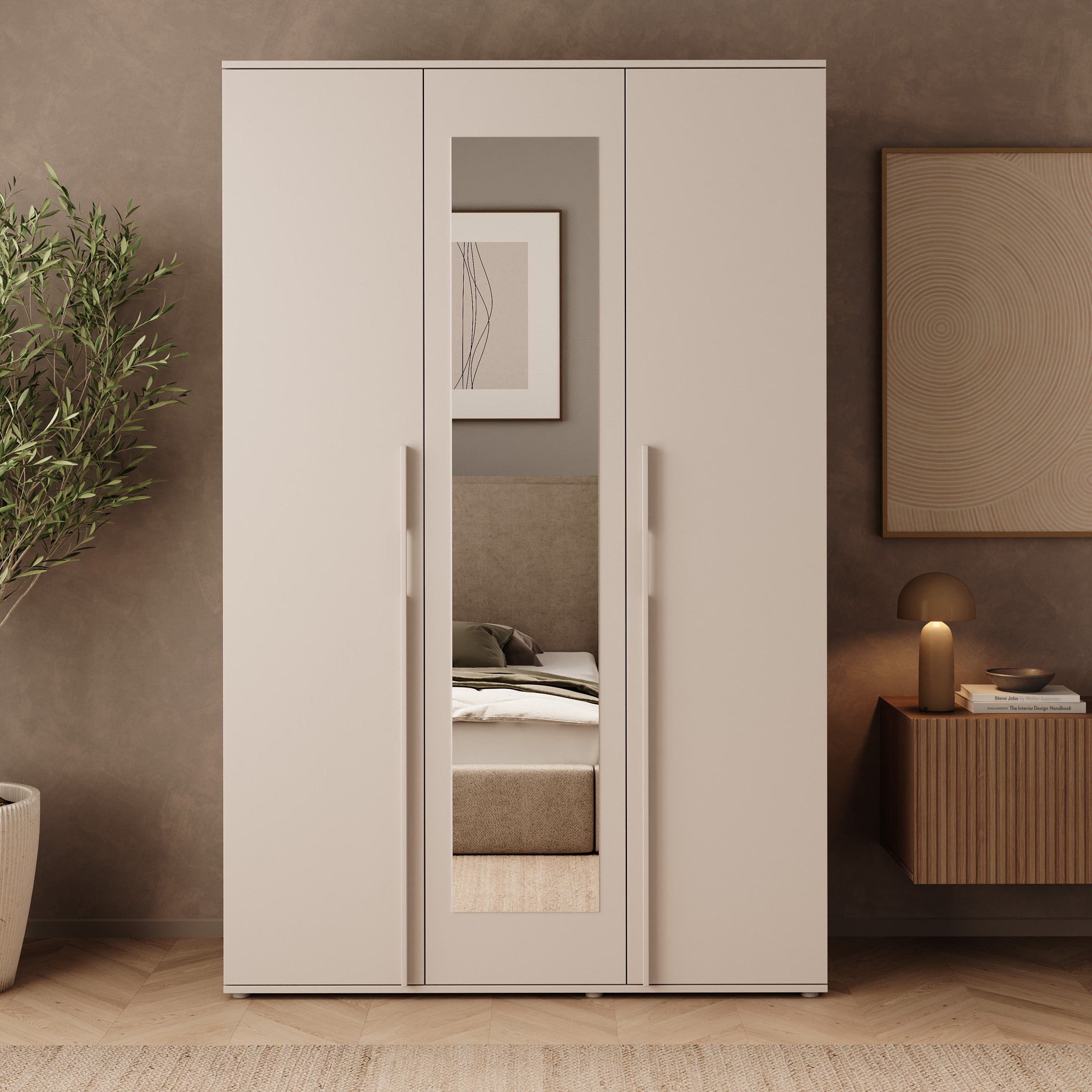 Avery - Kledingkast met 3 deuren - Beige - 135x52x210 cm