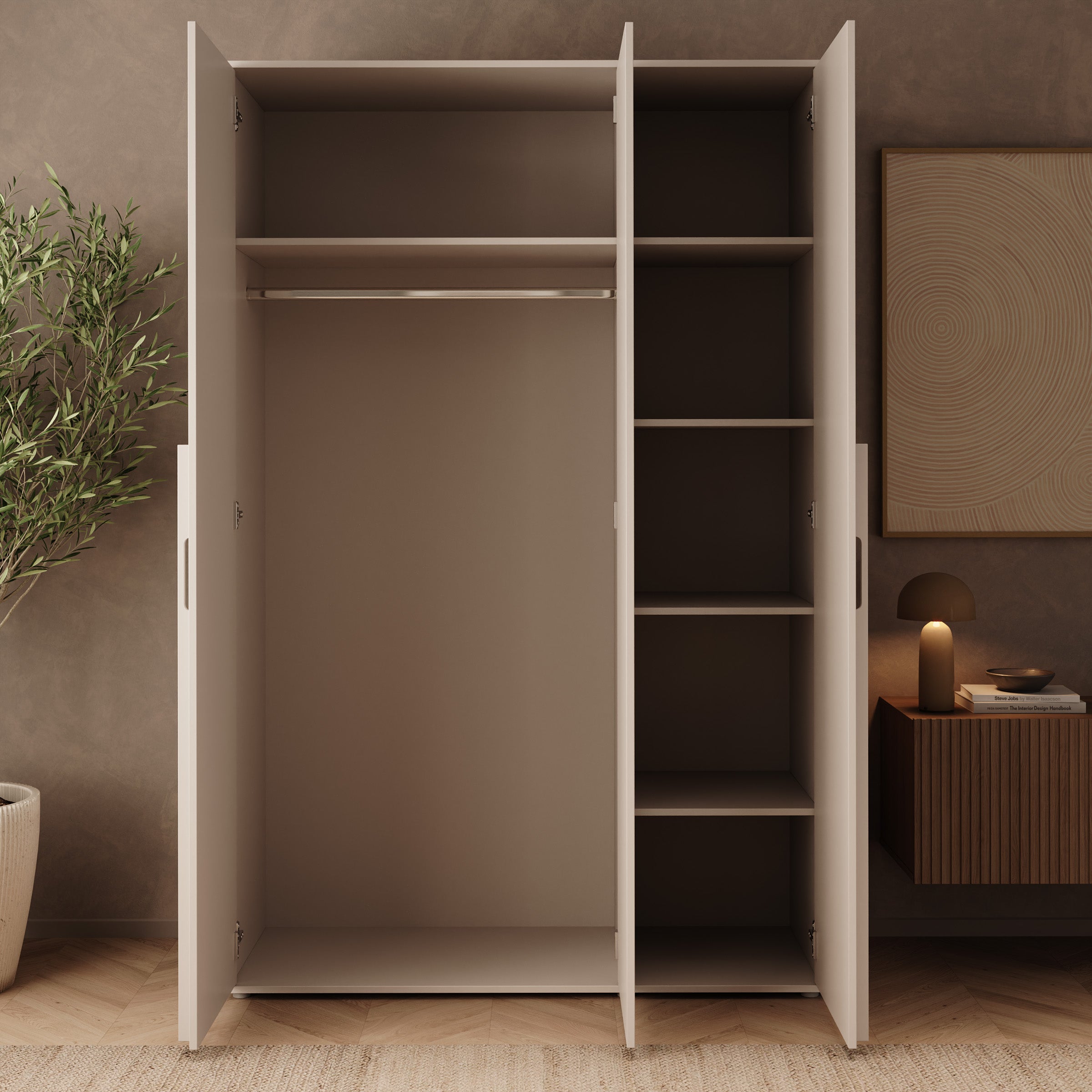 Avery - Kledingkast met 3 deuren - Beige - 135x52x210 cm