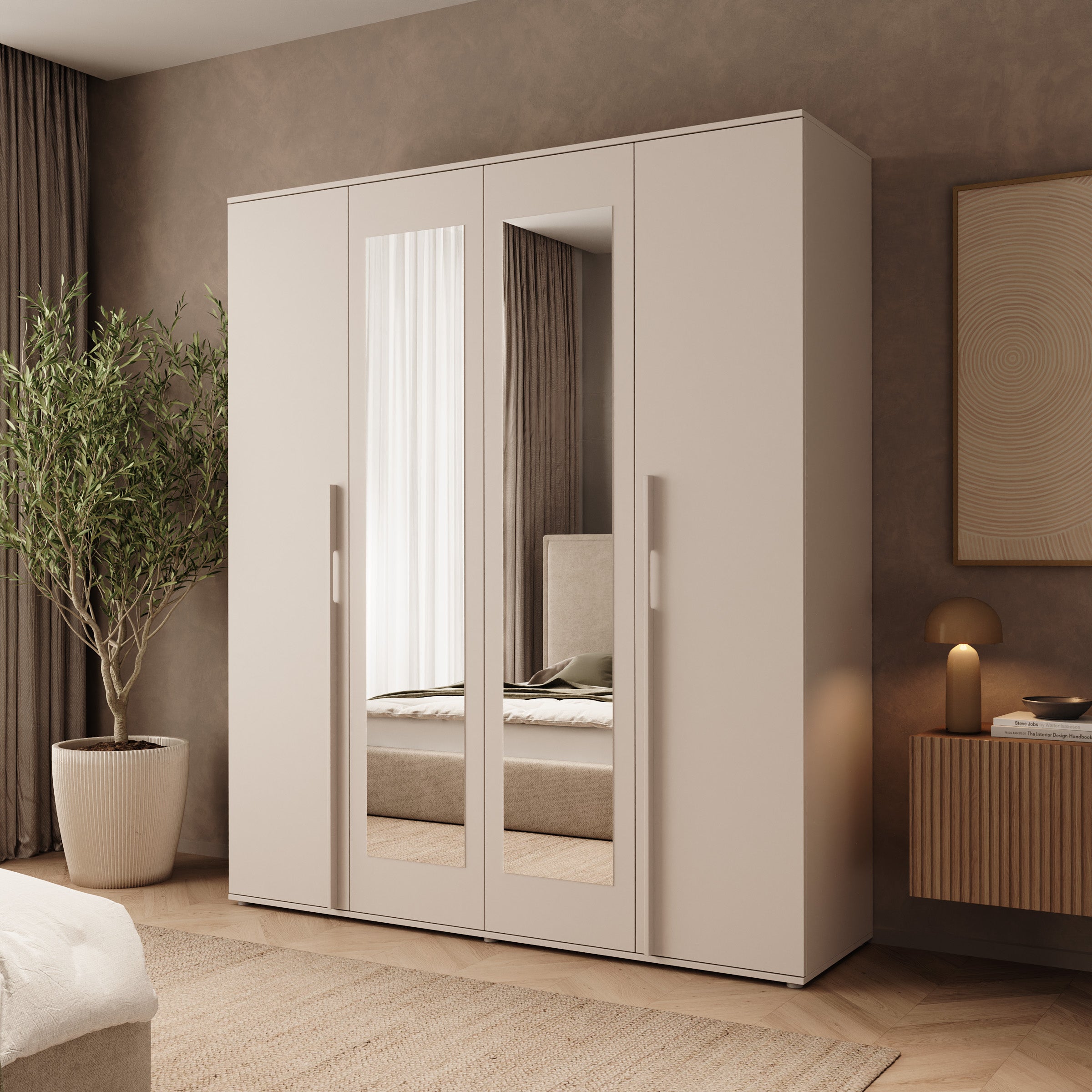 Avery - Kledingkast met 4 deuren - Beige - 180x52x210 cm