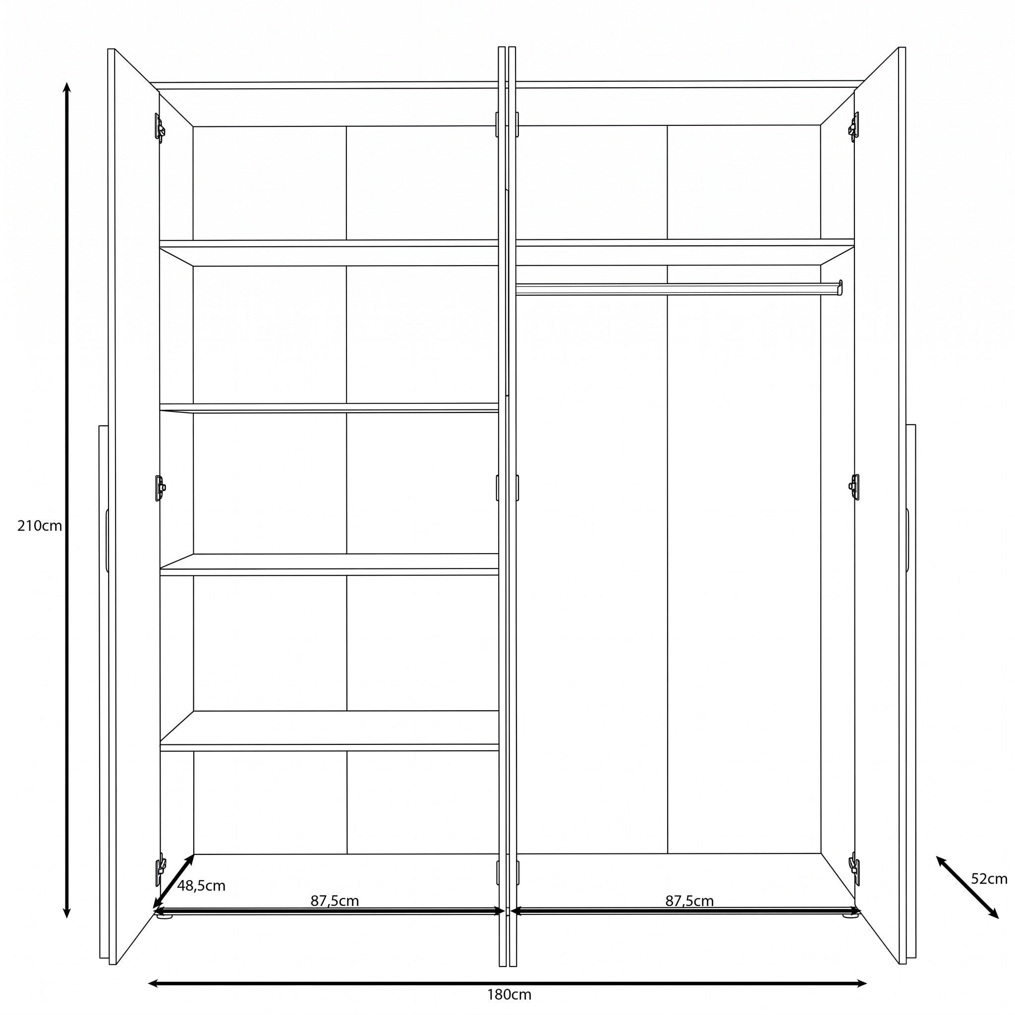 Avery - Kledingkast met 4 deuren - Beige - 180x52x210 cm