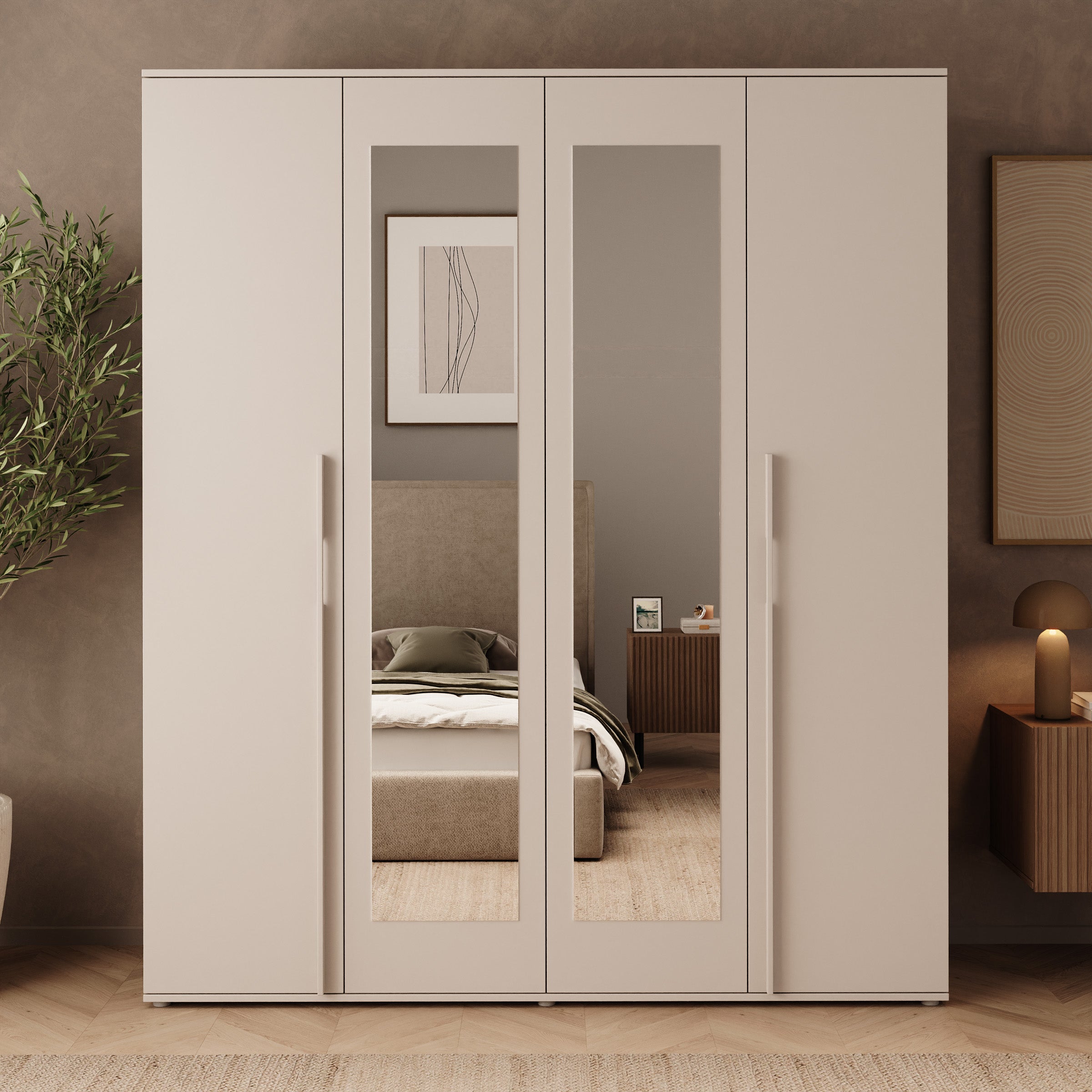 Avery - Kledingkast met 4 deuren - Beige - 180x52x210 cm