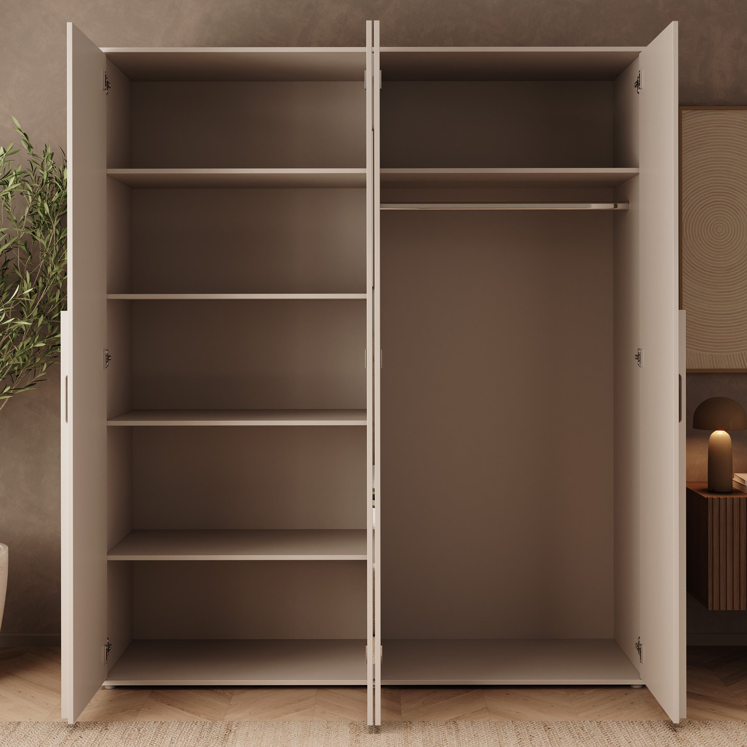 Avery - Kledingkast met 4 deuren - Beige - 180x52x210 cm