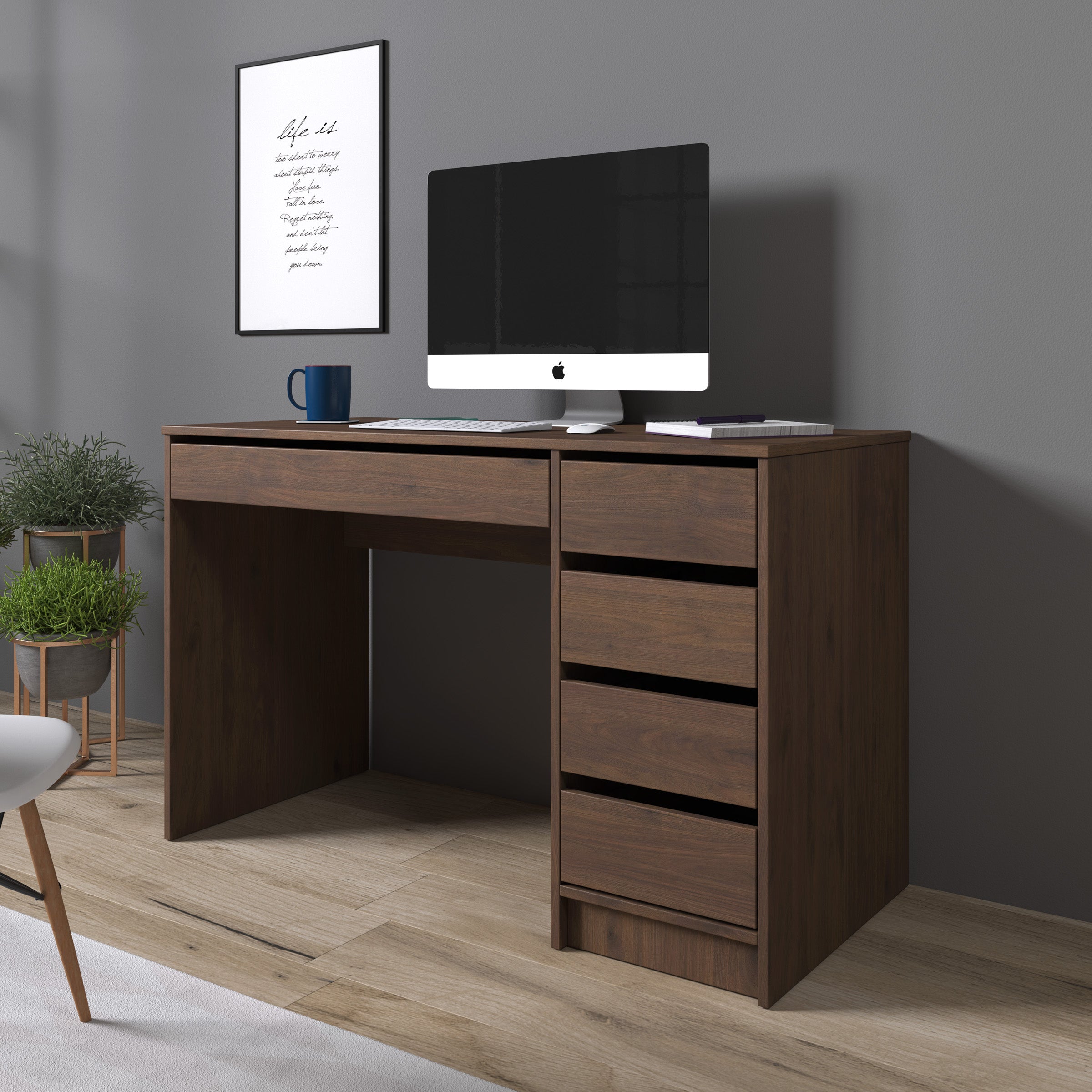 Avio - Bureau - Donker eikenpatroon - 120x55x76 cm