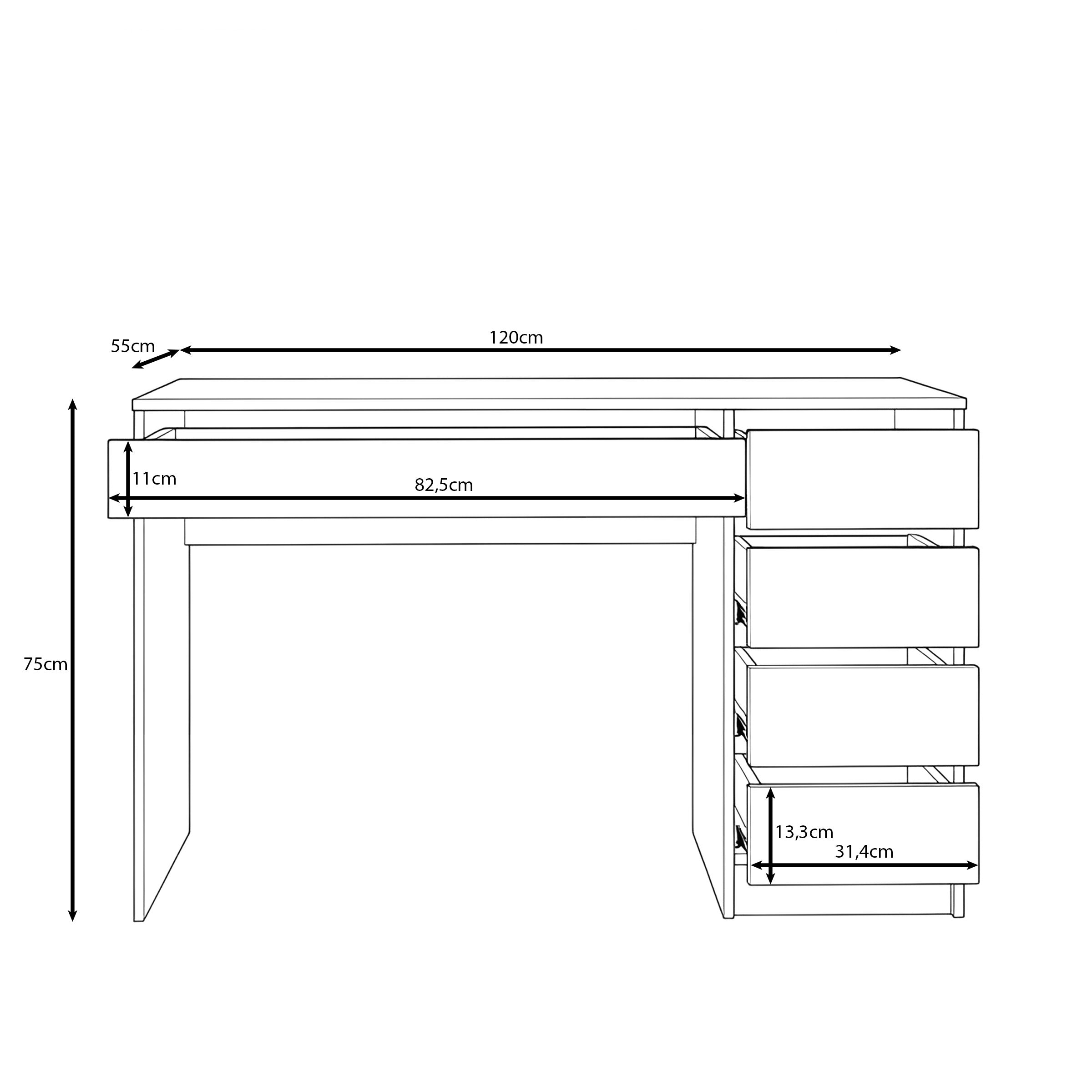 Avio - Bureau - Donker eikenpatroon - 120x55x76 cm
