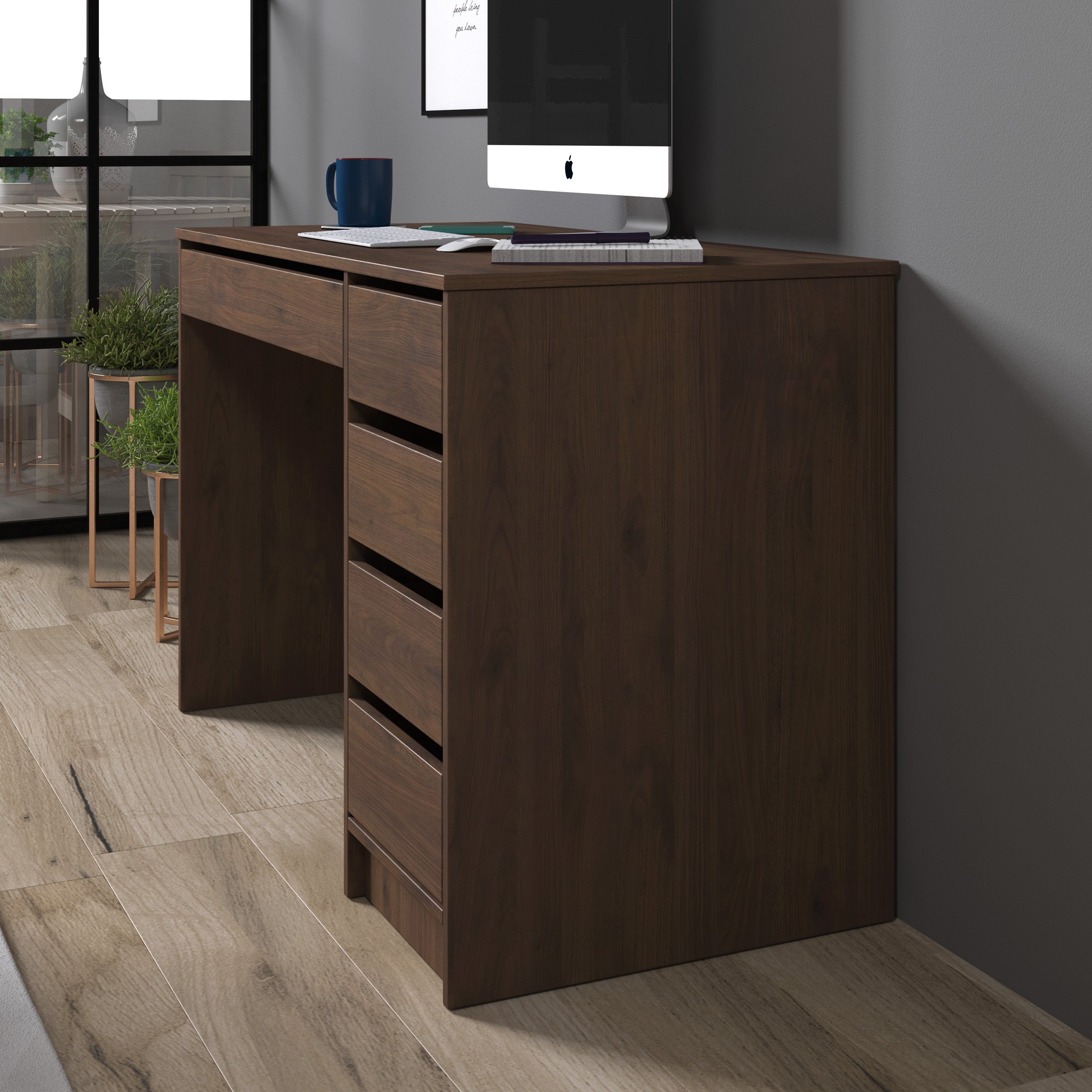 Avio - Bureau - Donker eikenpatroon - 120x55x76 cm