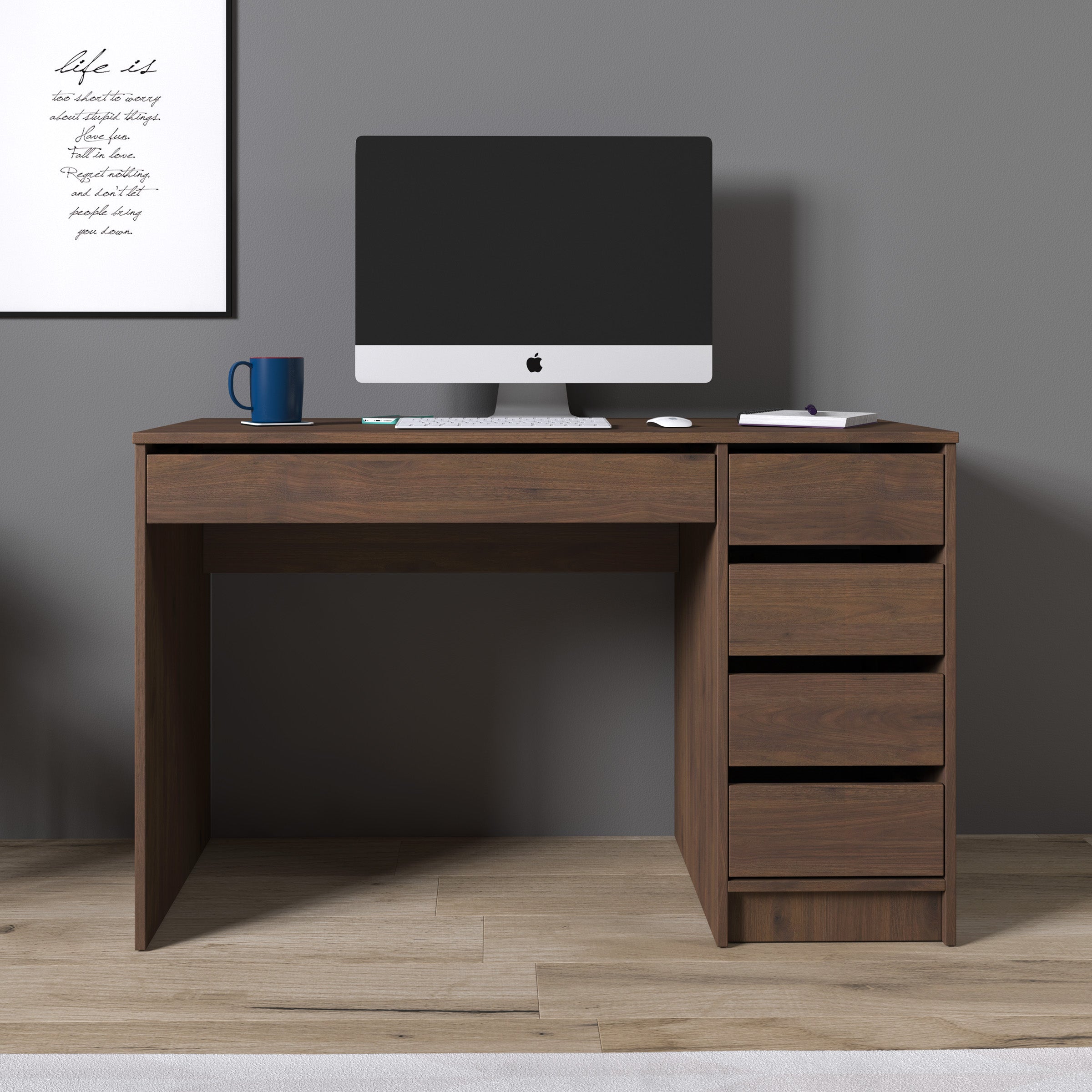 Avio - Bureau - Donker eikenpatroon - 120x55x76 cm