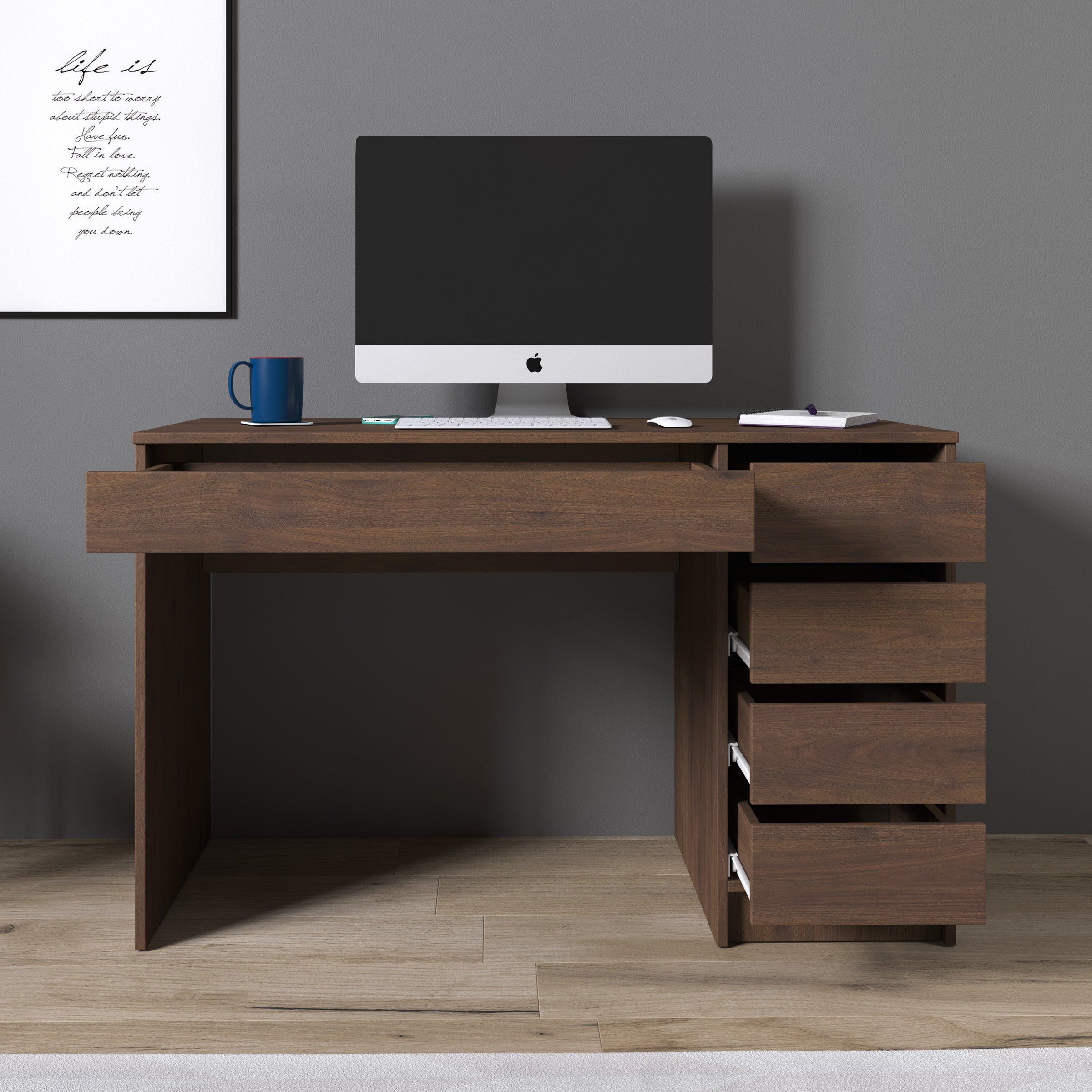 Avio - Bureau - Donker eikenpatroon - 120x55x76 cm