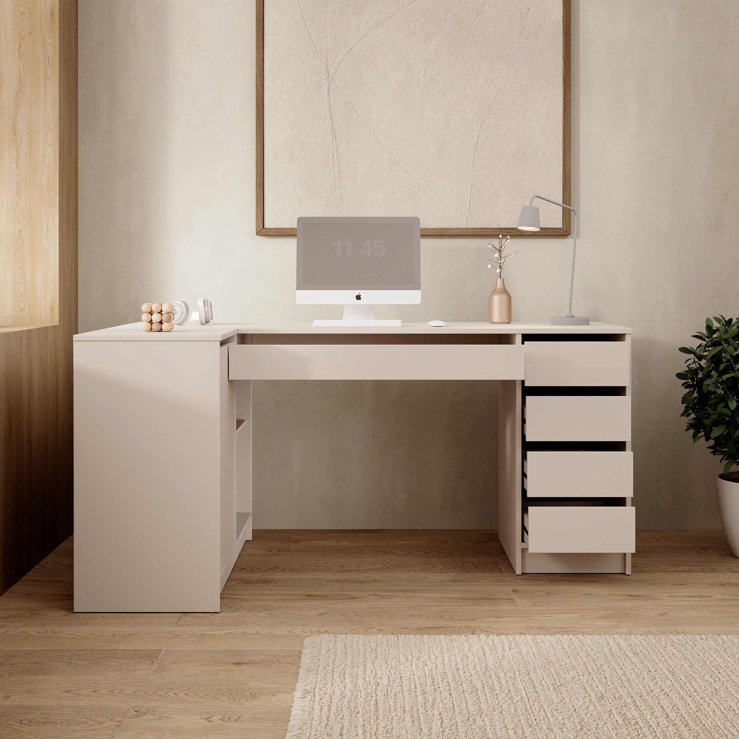 Avio 3 - Bureau - Beige - 158x98x76 cm