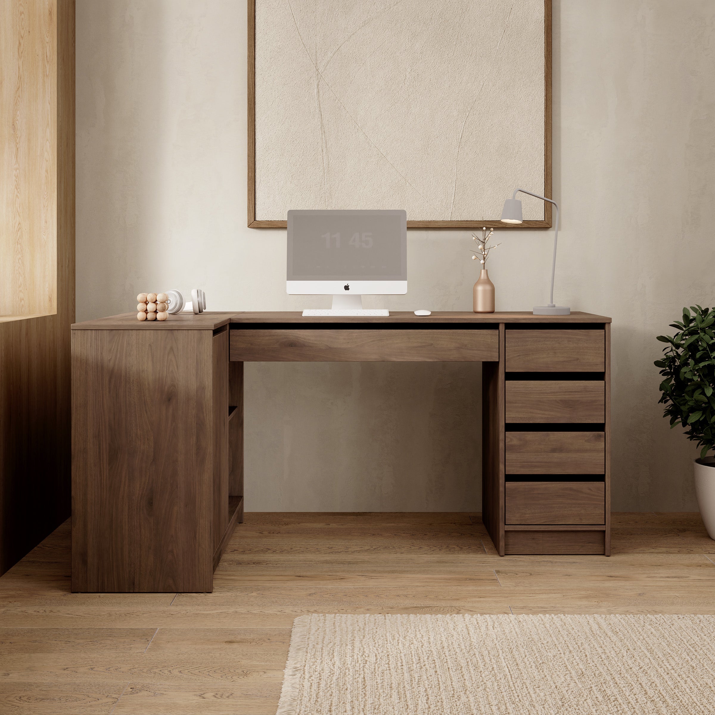 Avio 3 - Bureau - Donker eikenpatroon - 158x98x76 cm