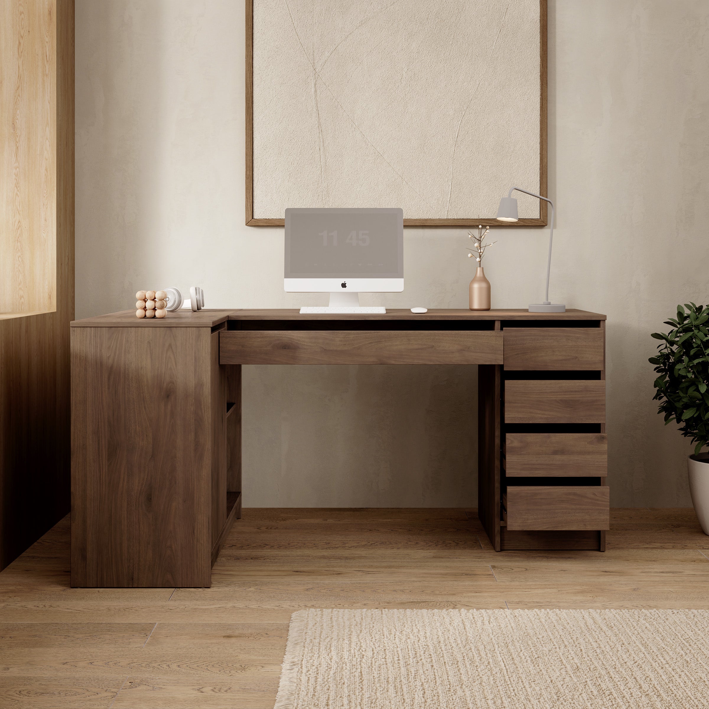 Avio 3 - Bureau - Donker eikenpatroon - 158x98x76 cm