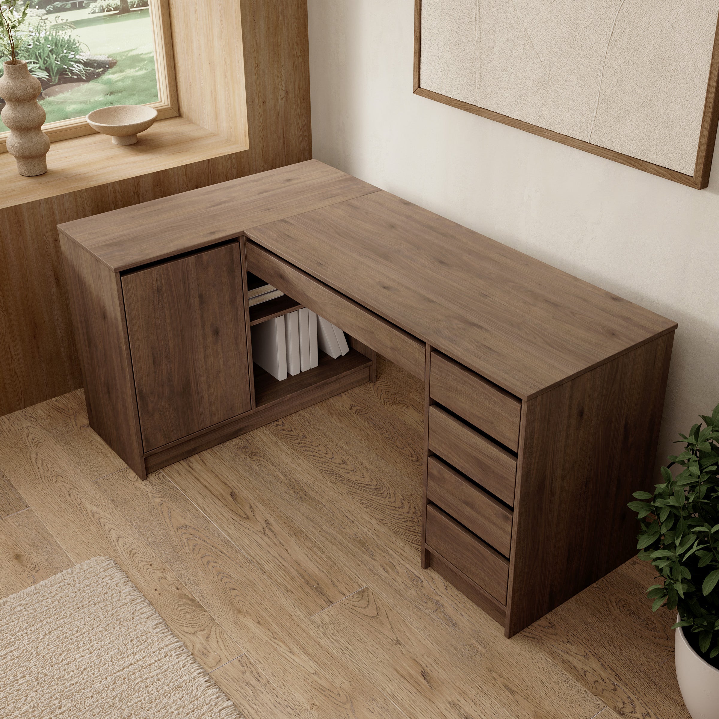 Avio 3 - Bureau - Donker eikenpatroon - 158x98x76 cm