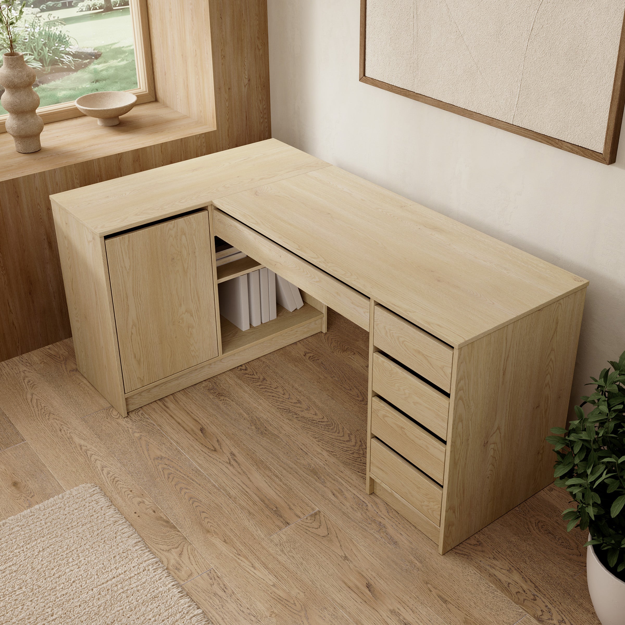 Avio 3 - Bureau - Licht eikenpatroon - 158x98x76 cm