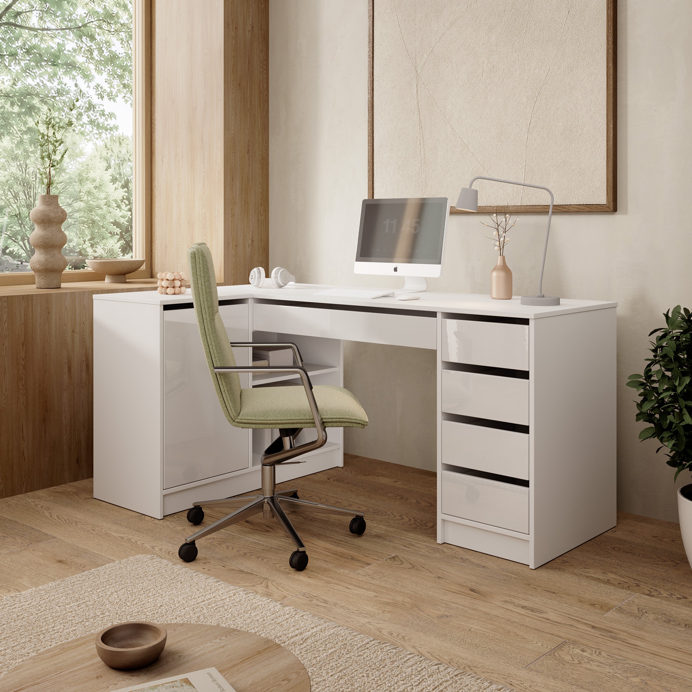 Avio 3 - Bureau - Wit hoogglans - 158x98x76 cm