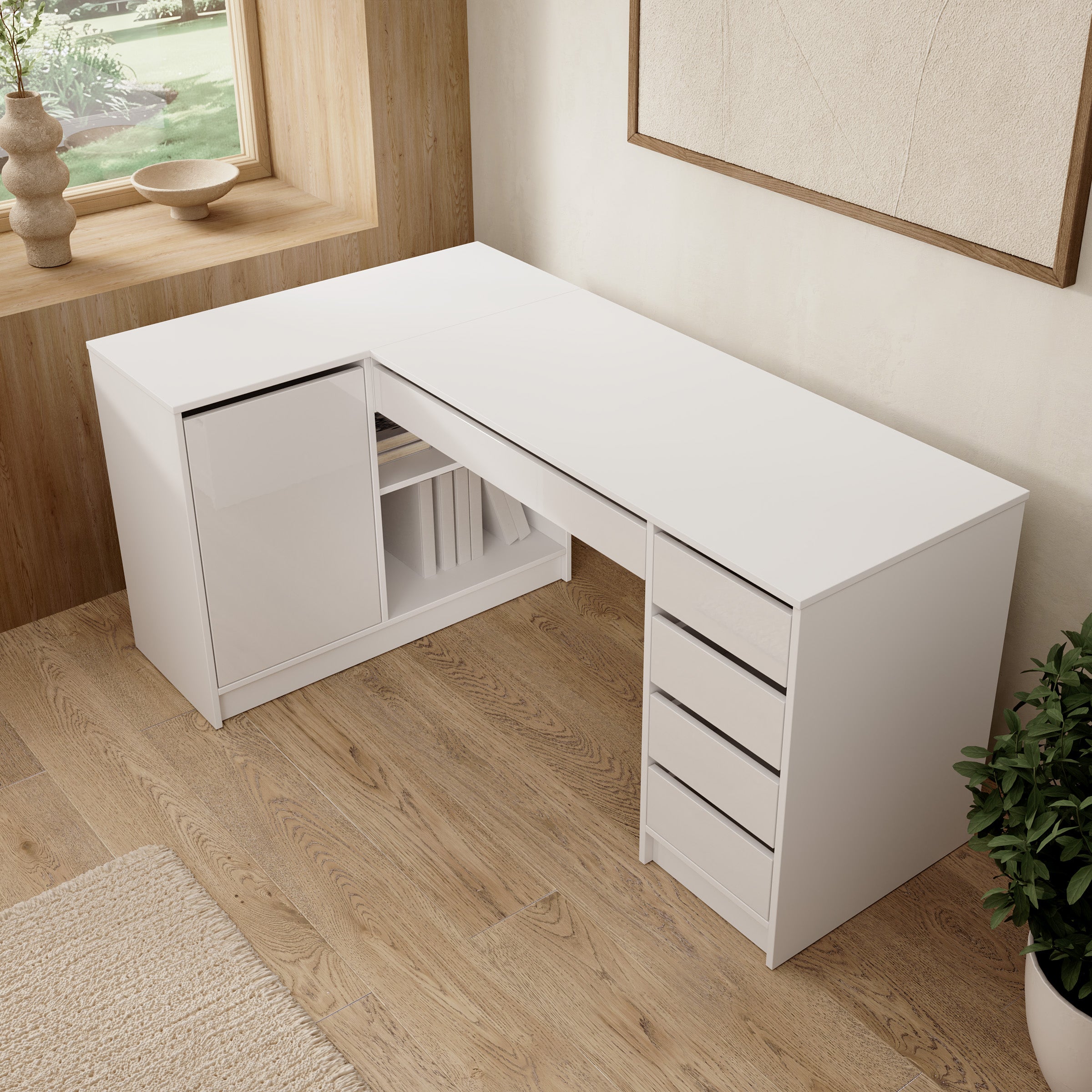 Avio 3 - Bureau - Wit hoogglans - 158x98x76 cm