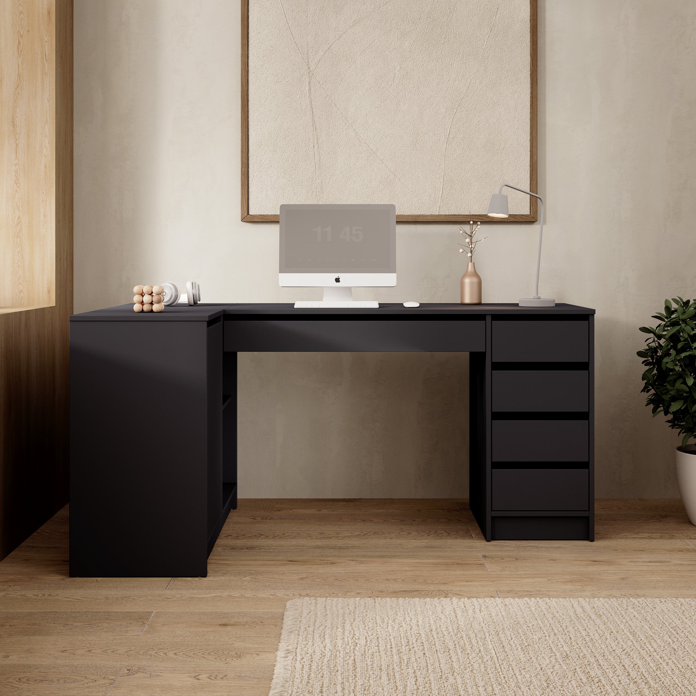 Avio 3 - Bureau - Zwart - 158x98x76 cm