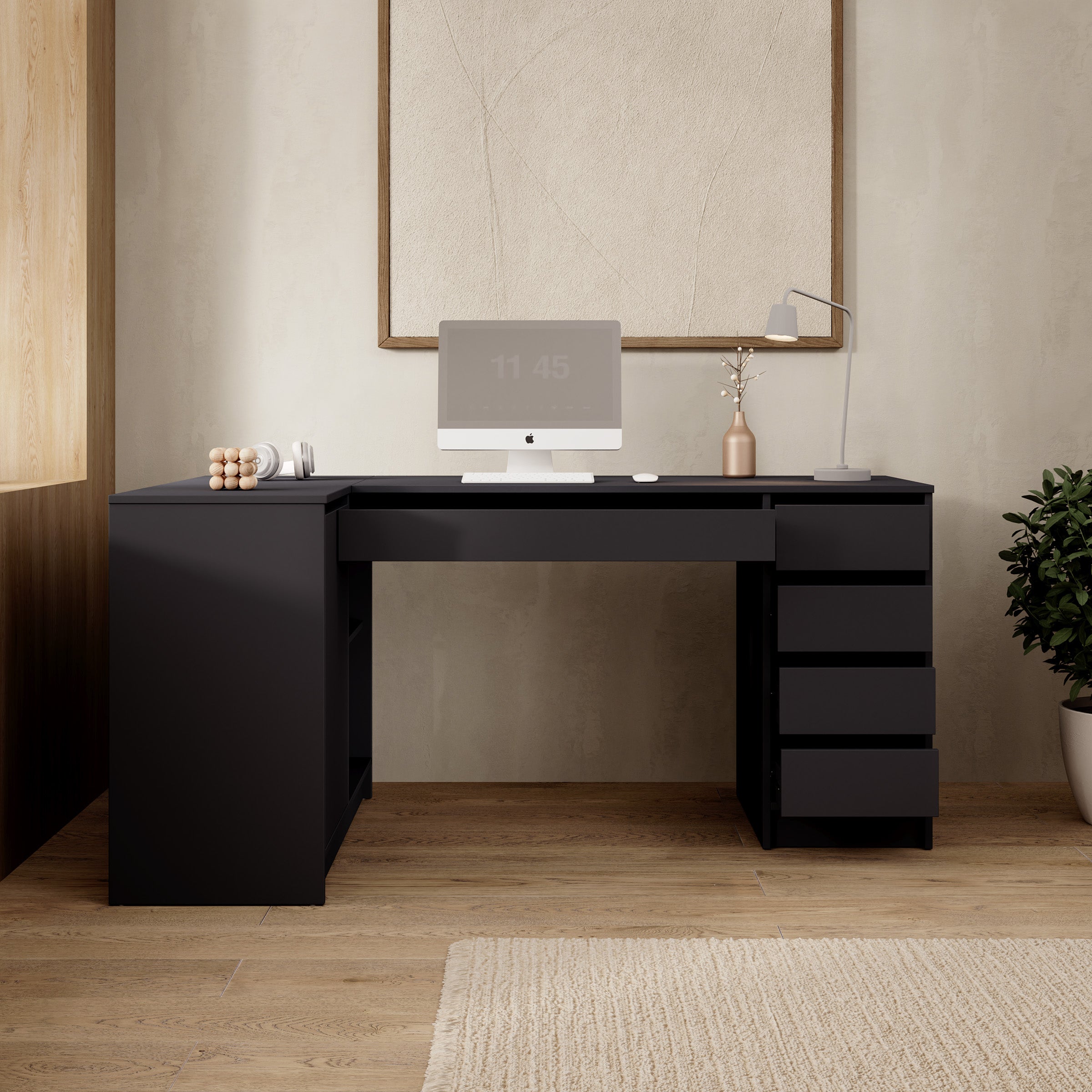 Avio 3 - Bureau - Zwart - 158x98x76 cm