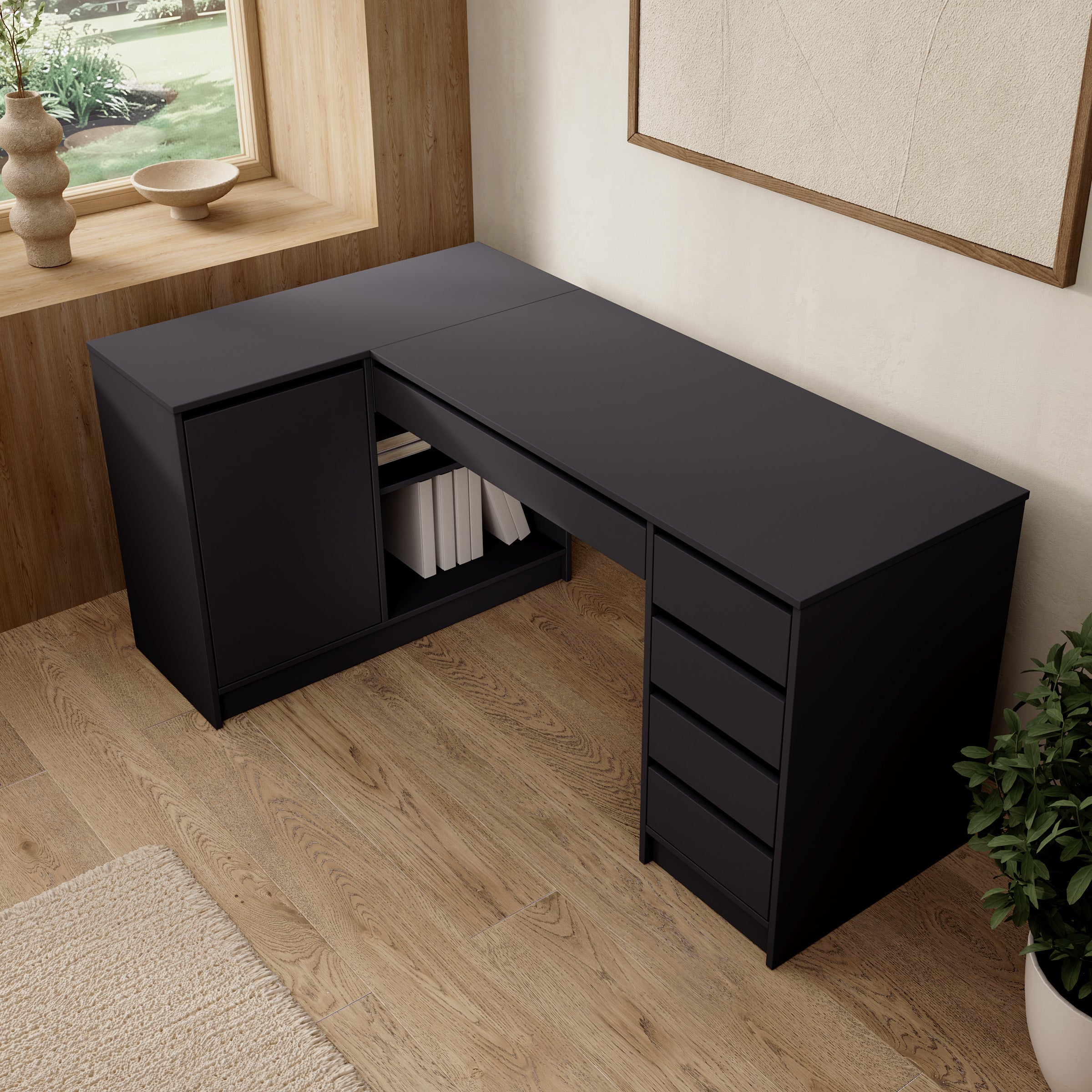 Avio 3 - Bureau - Zwart - 158x98x76 cm