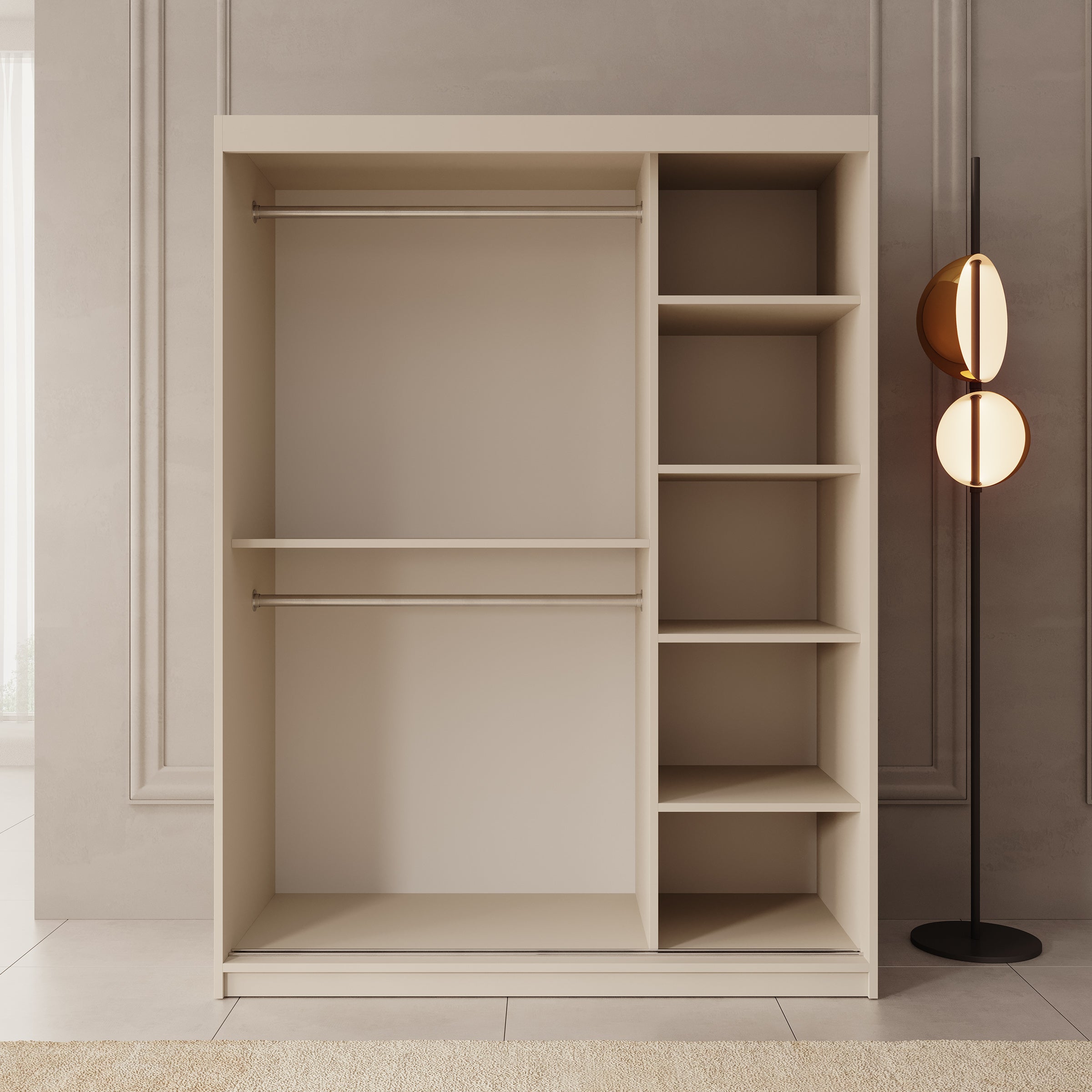 Azai - Kledingkast met schuifdeuren - Beige - 150x62x200 cm