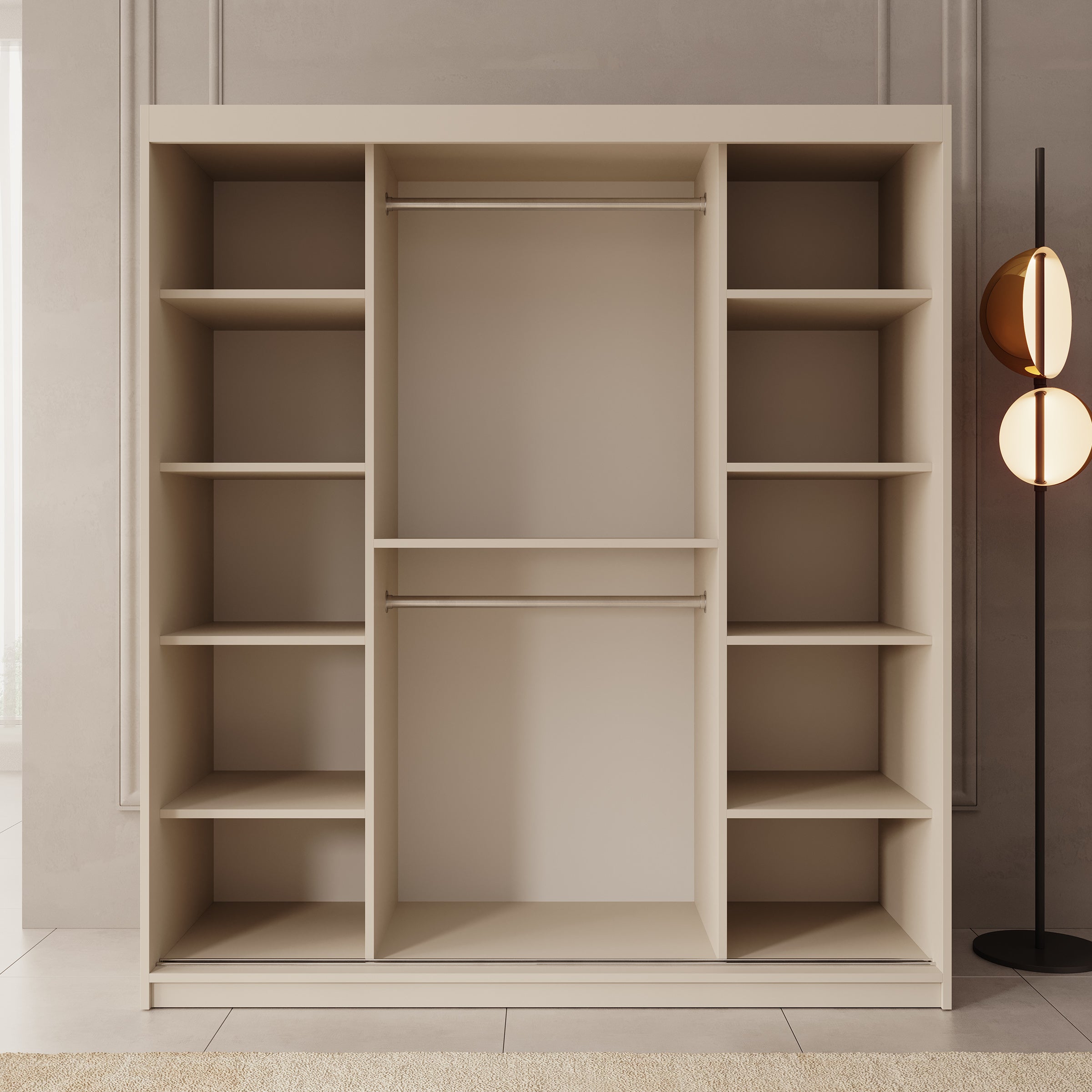 Azai - Kledingkast met schuifdeuren - Beige - 180x62x200 cm