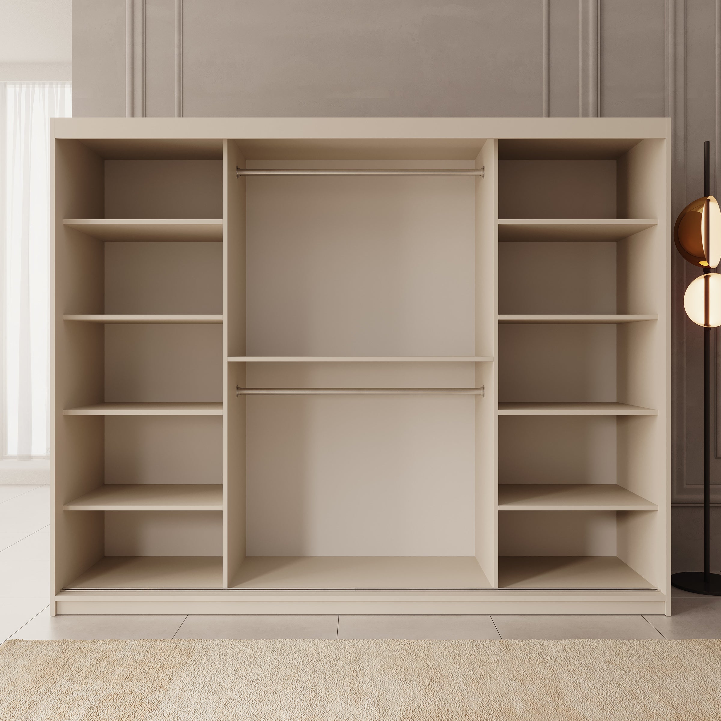 Azai - Kledingkast met schuifdeuren - Beige - 250x62x200 cm