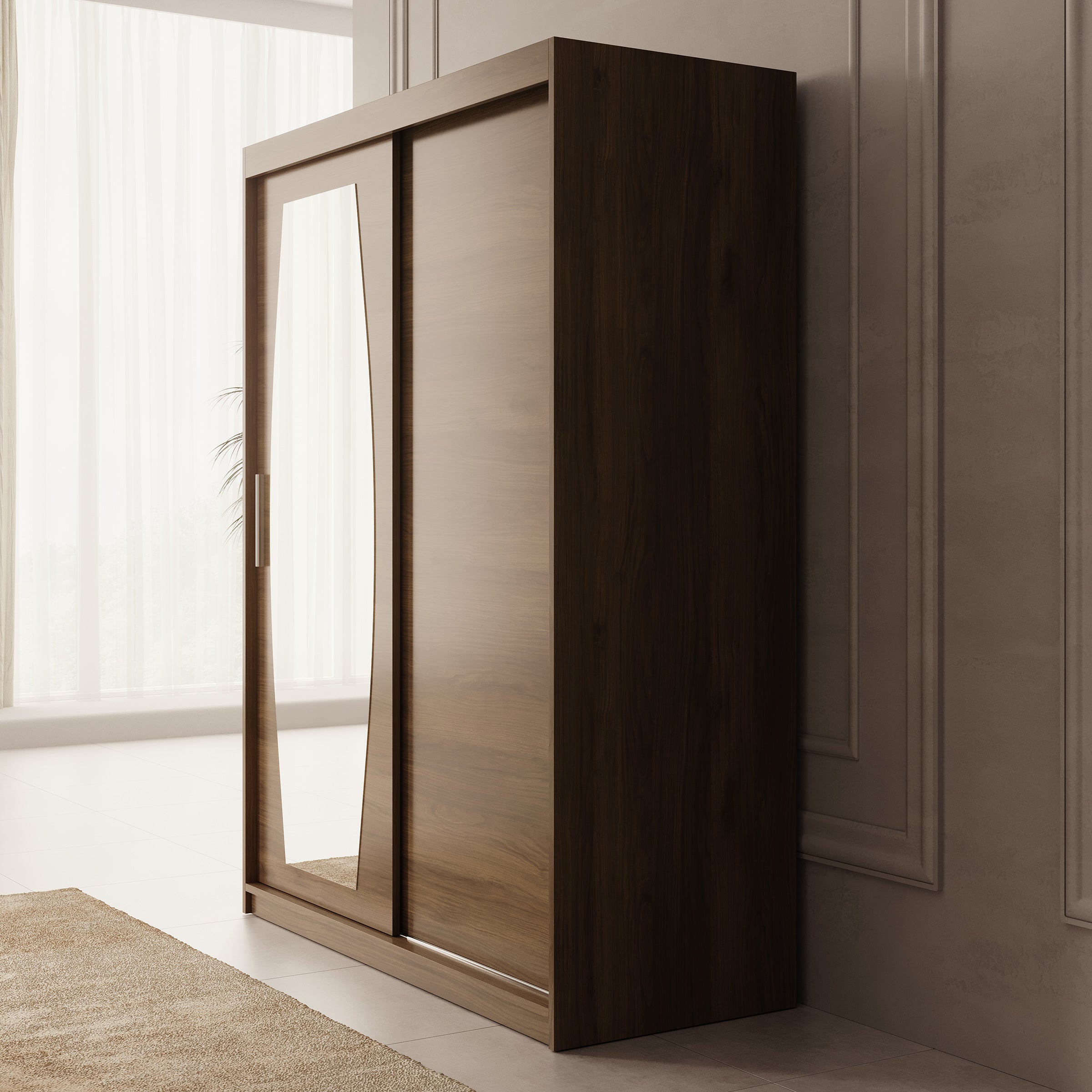 Azai - Kledingkast met schuifdeuren - Walnootpatroon - 150x62x200 cm