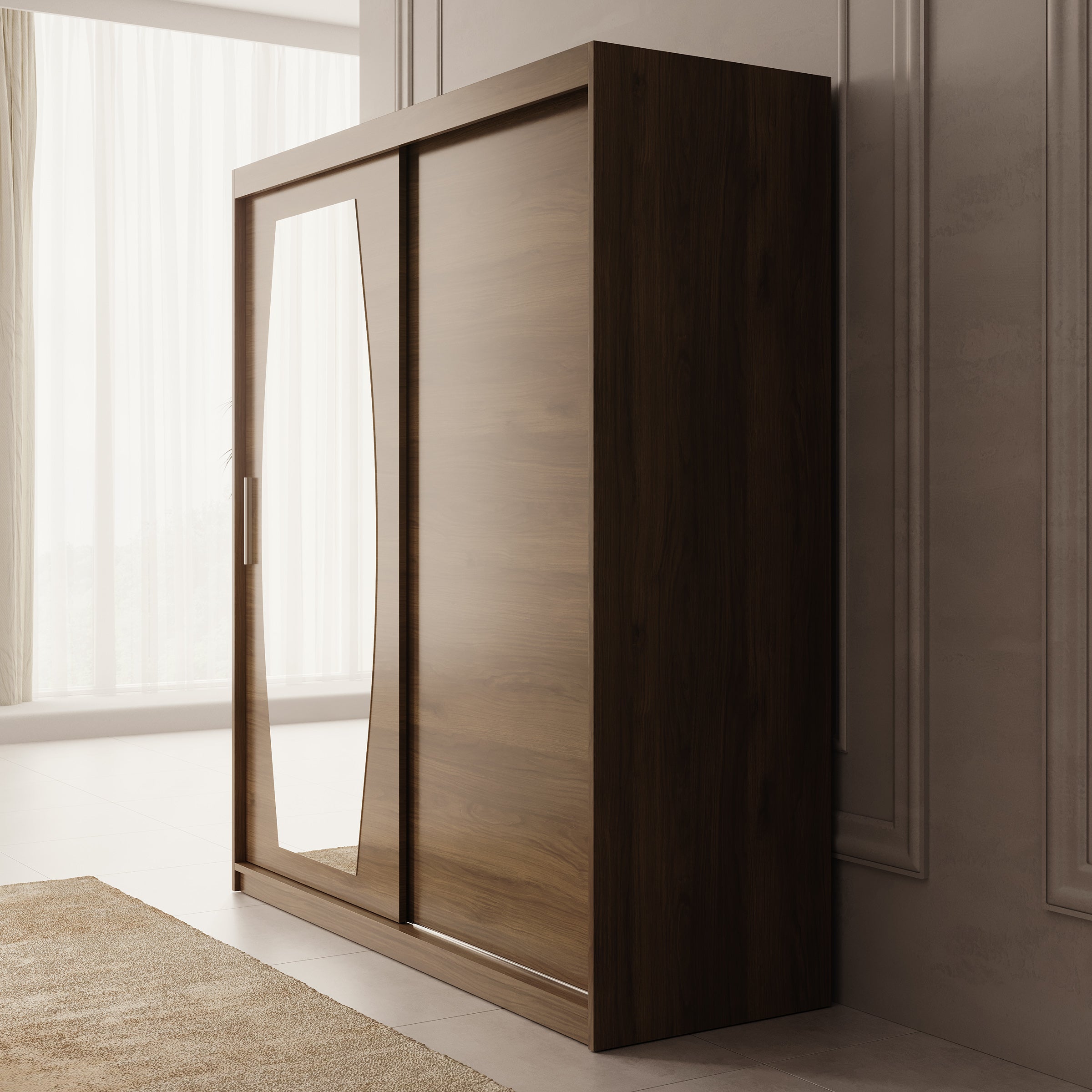 Azai - Kledingkast met schuifdeuren - Walnootpatroon - 180x62x200 cm