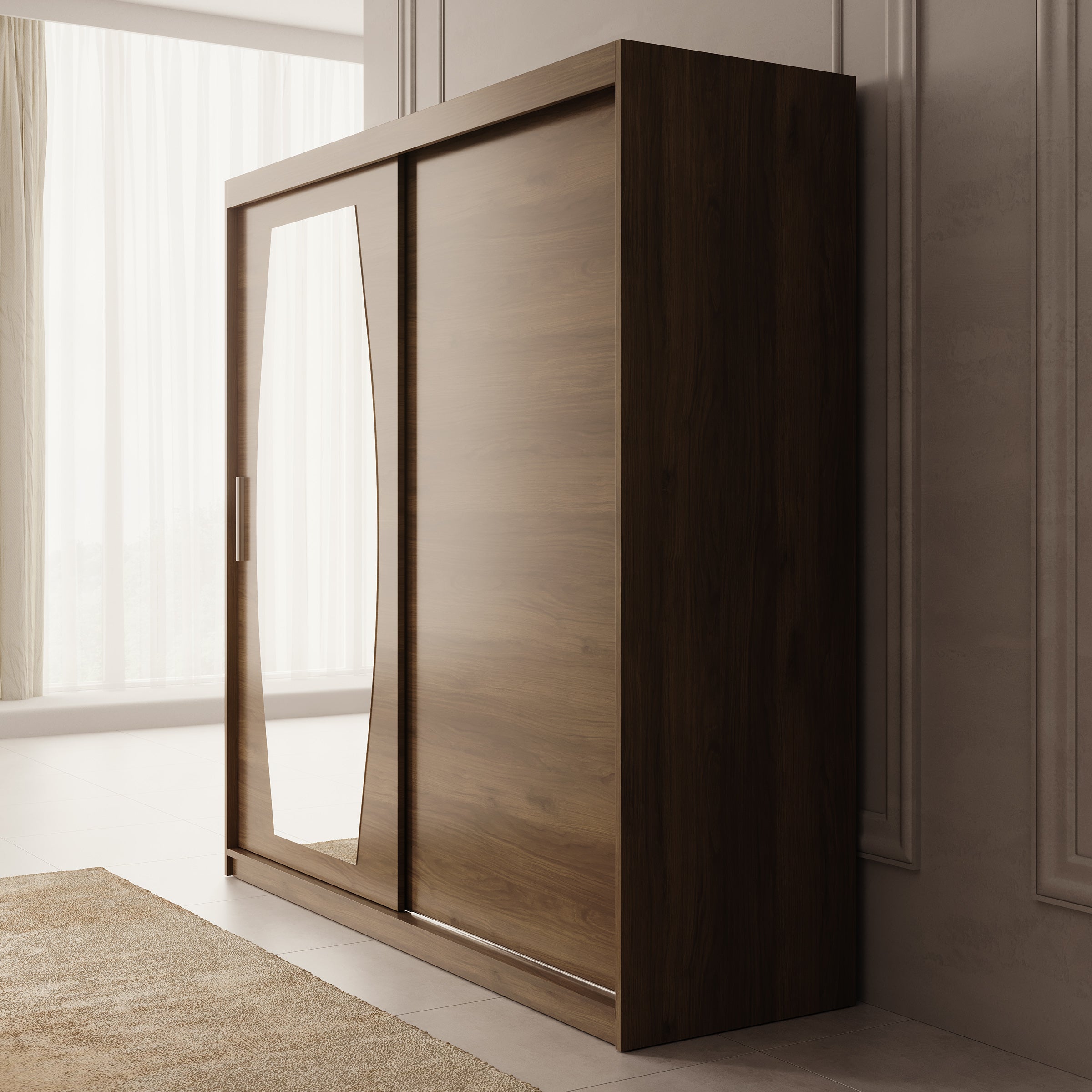 Azai - Kledingkast met schuifdeuren - Walnootpatroon - 200x62x200 cm