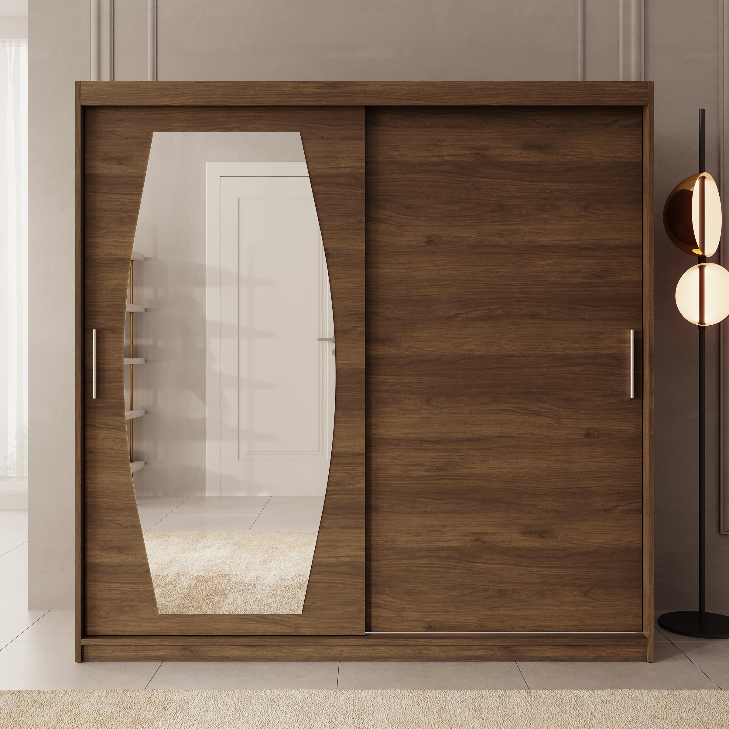 Azai - Kledingkast met schuifdeuren - Walnootpatroon - 200x62x200 cm