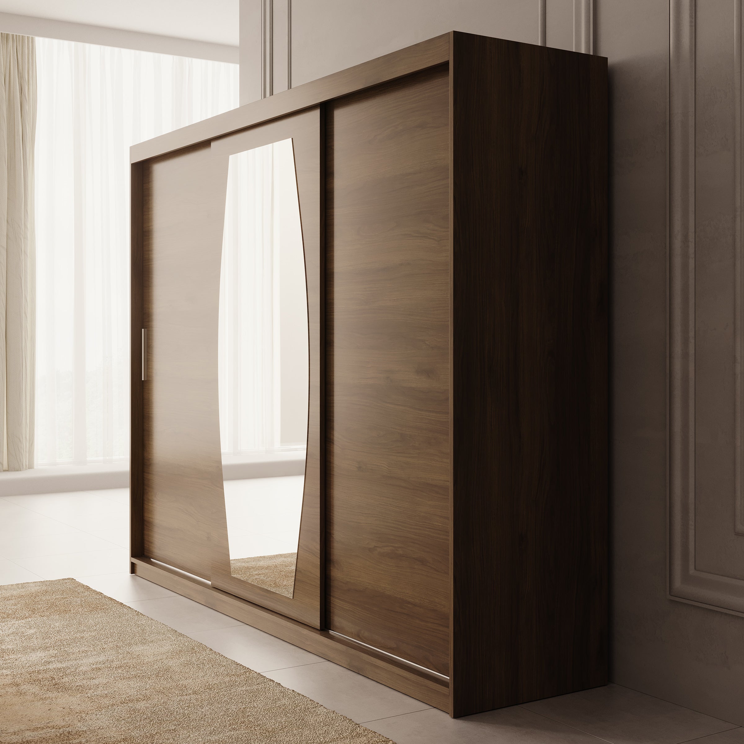 Azai - Kledingkast met schuifdeuren - Walnootpatroon - 250x62x200 cm