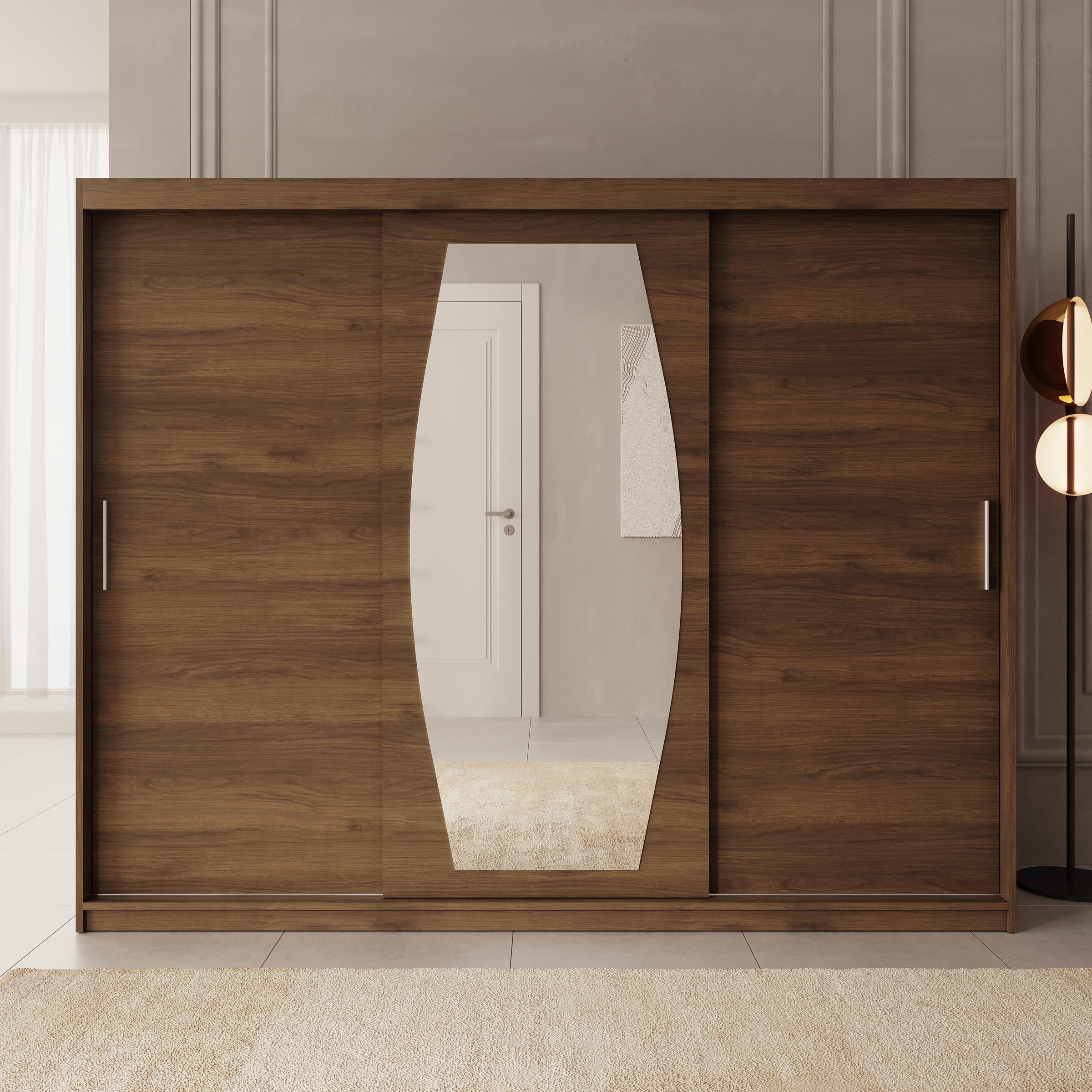 Azai - Kledingkast met schuifdeuren - Walnootpatroon - 250x62x200 cm