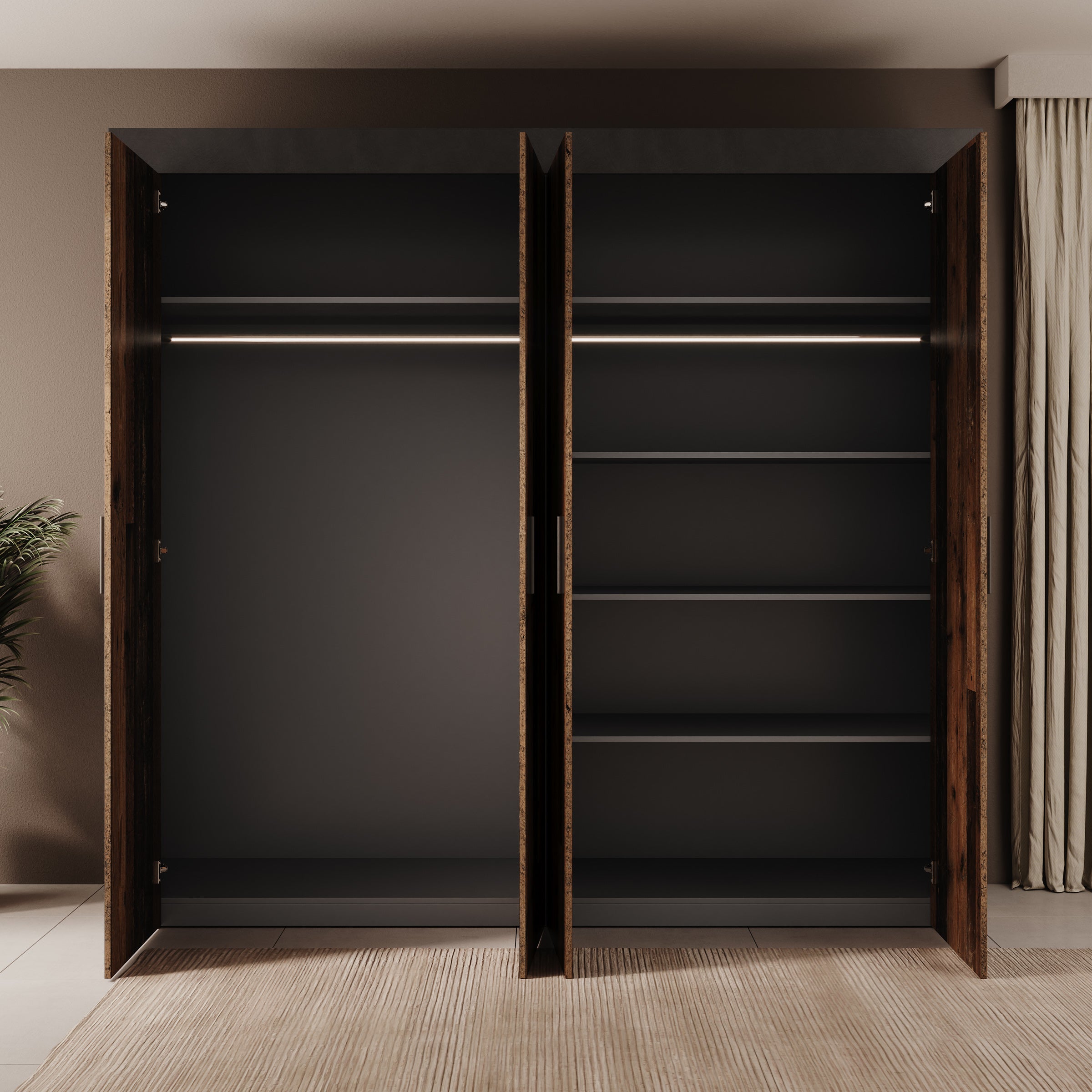 Azen - Kledingkast 4 deurs - Eikenpatroon - 230x54x211 cm