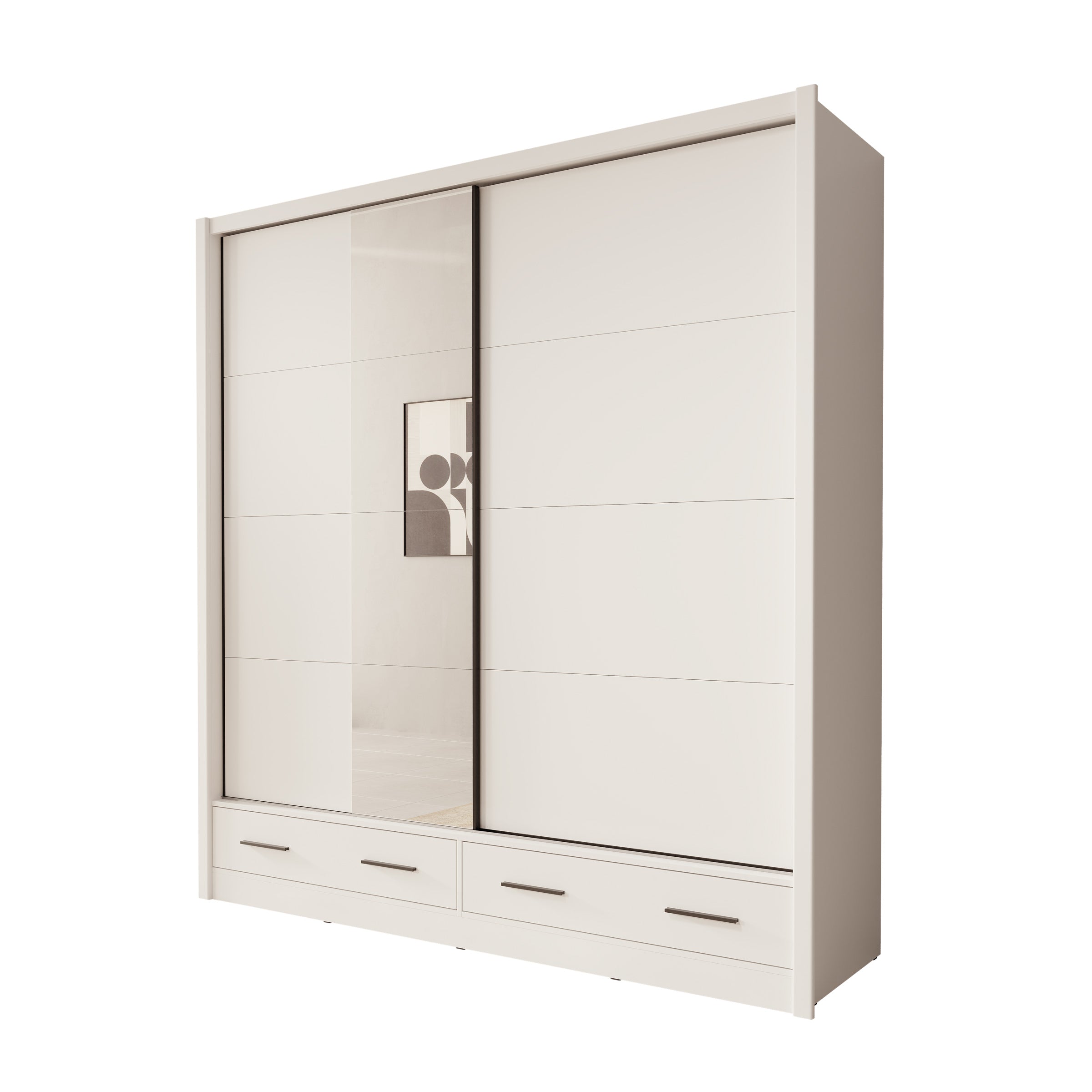Azul - Kledingkast met schuifdeuren - Wit - 205x60x216 cm
