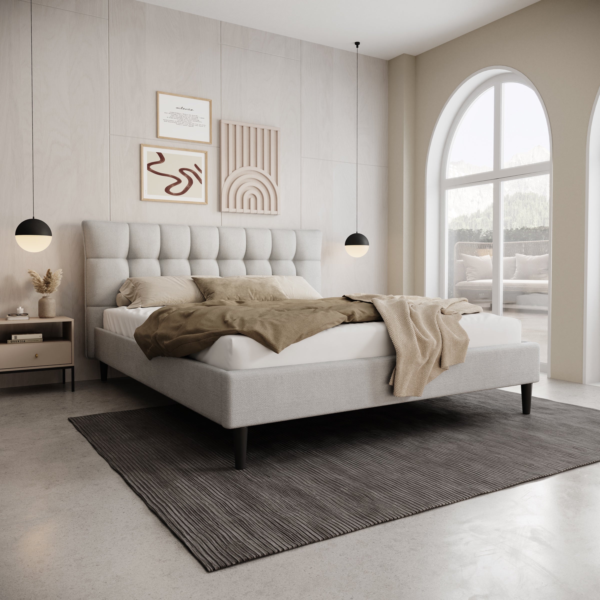 Azulita - Tweepersoonsbed - Stof grijs - 160x200 cm