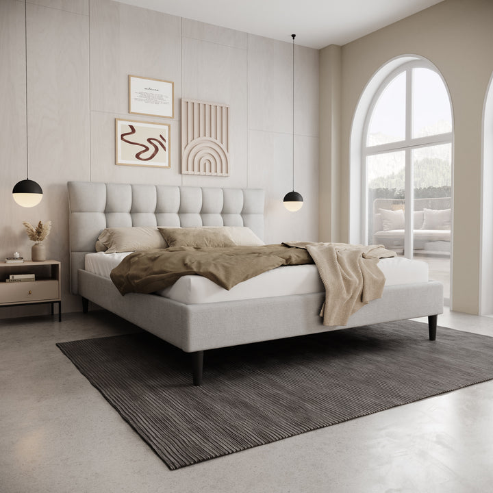 Azulita - Tweepersoonsbed - Stof grijs - 160x200 cm