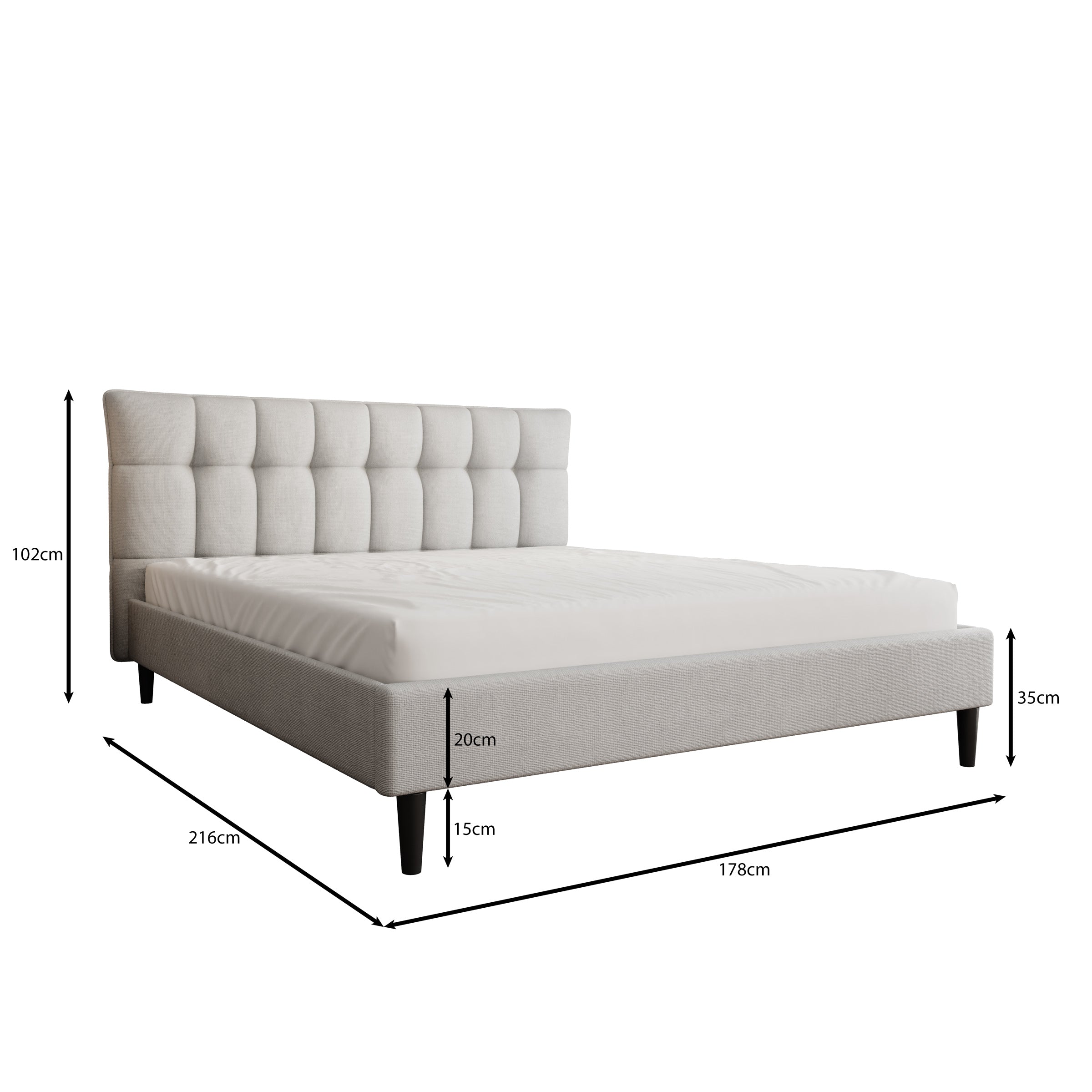 Azulita - Tweepersoonsbed - Stof grijs - 160x200 cm