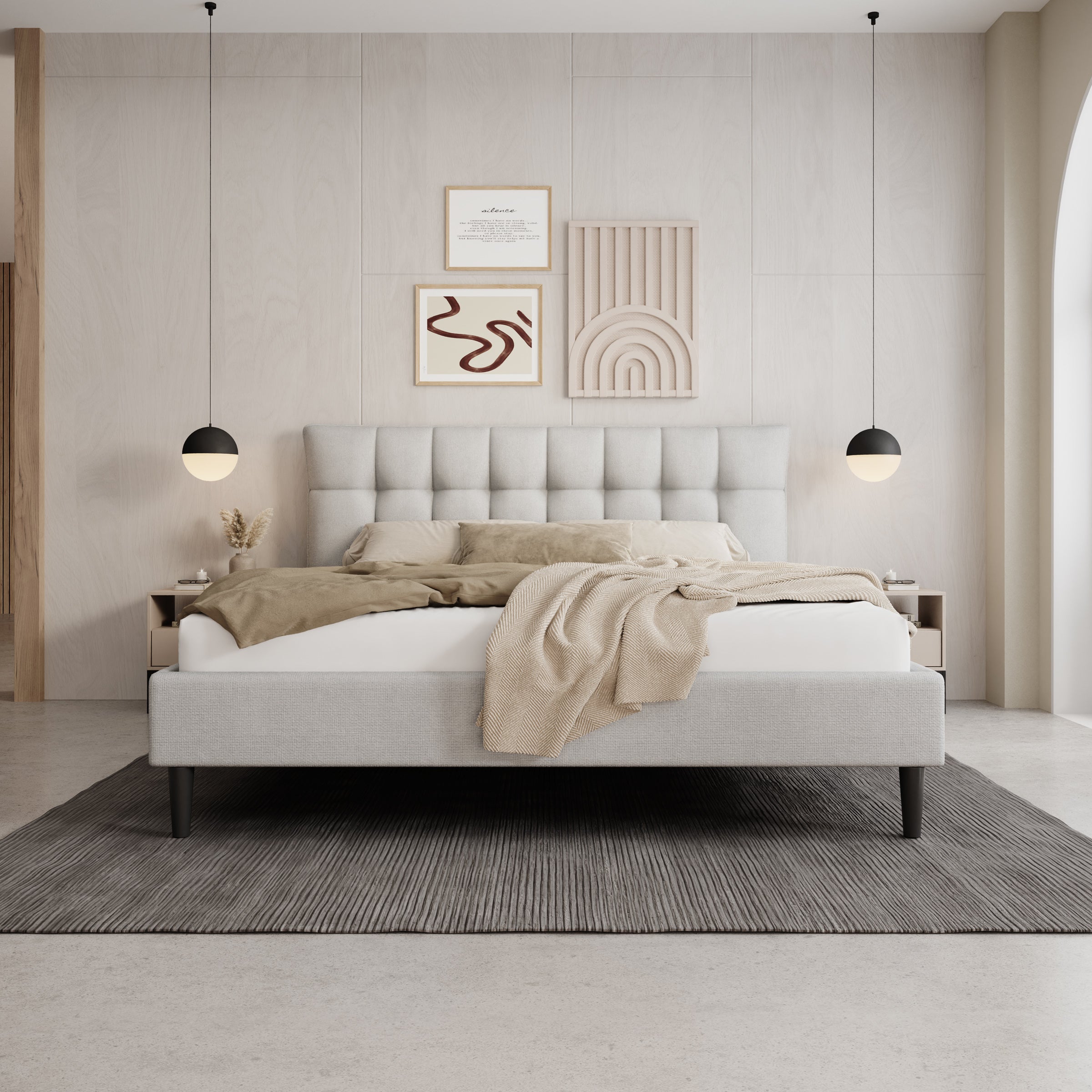 Azulita - Tweepersoonsbed - Stof grijs - 160x200 cm