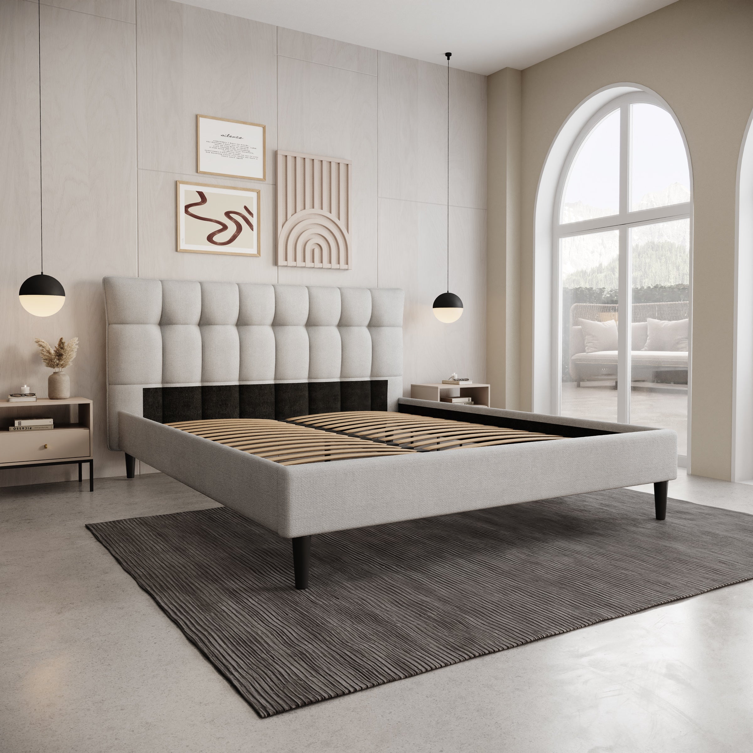 Azulita - Tweepersoonsbed - Stof grijs - 160x200 cm