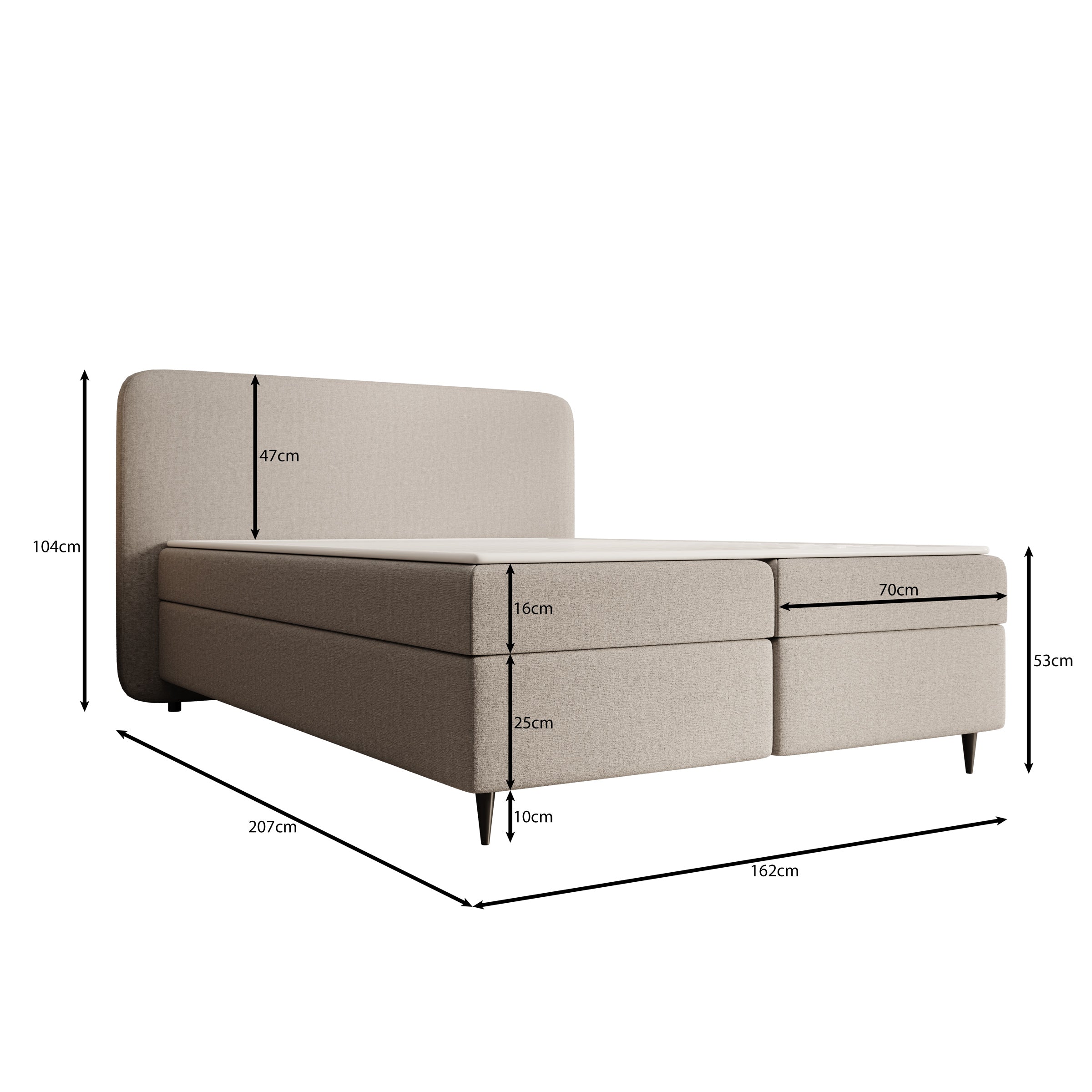 Baldini - Boxspring met opbergruimte - Stof beige - 140x200 cm
