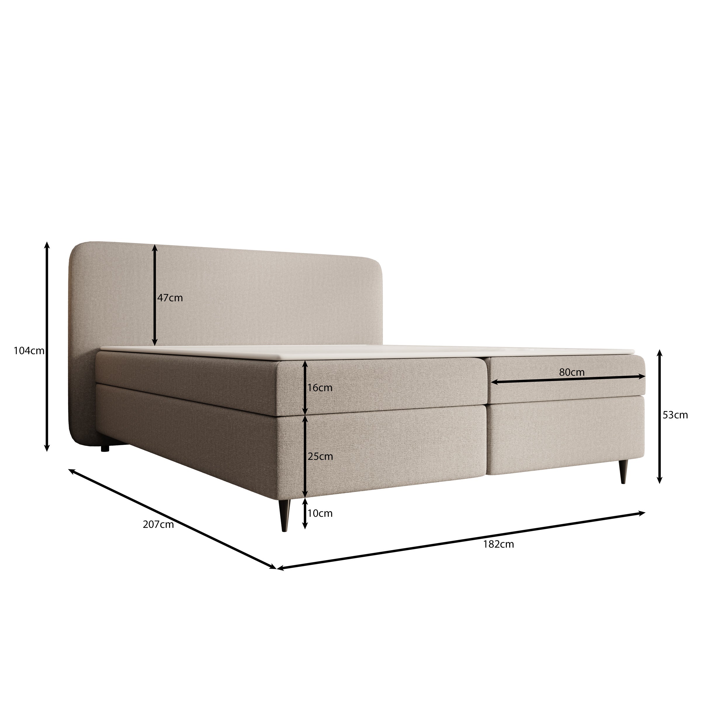 Baldini - Boxspring met opbergruimte - Stof beige - 160x200 cm