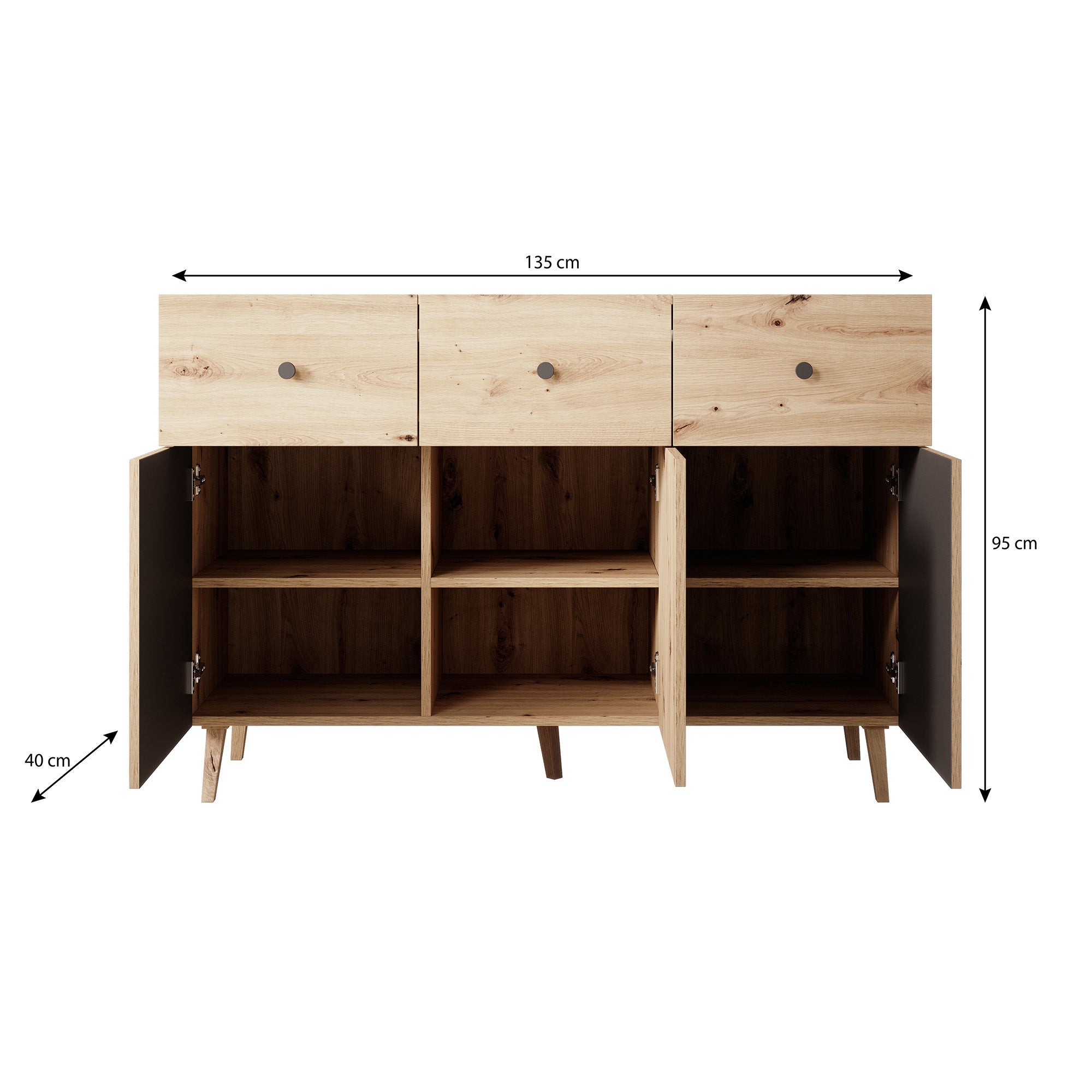 Bali - Dressoir - Eiken - 135x40x95 cm