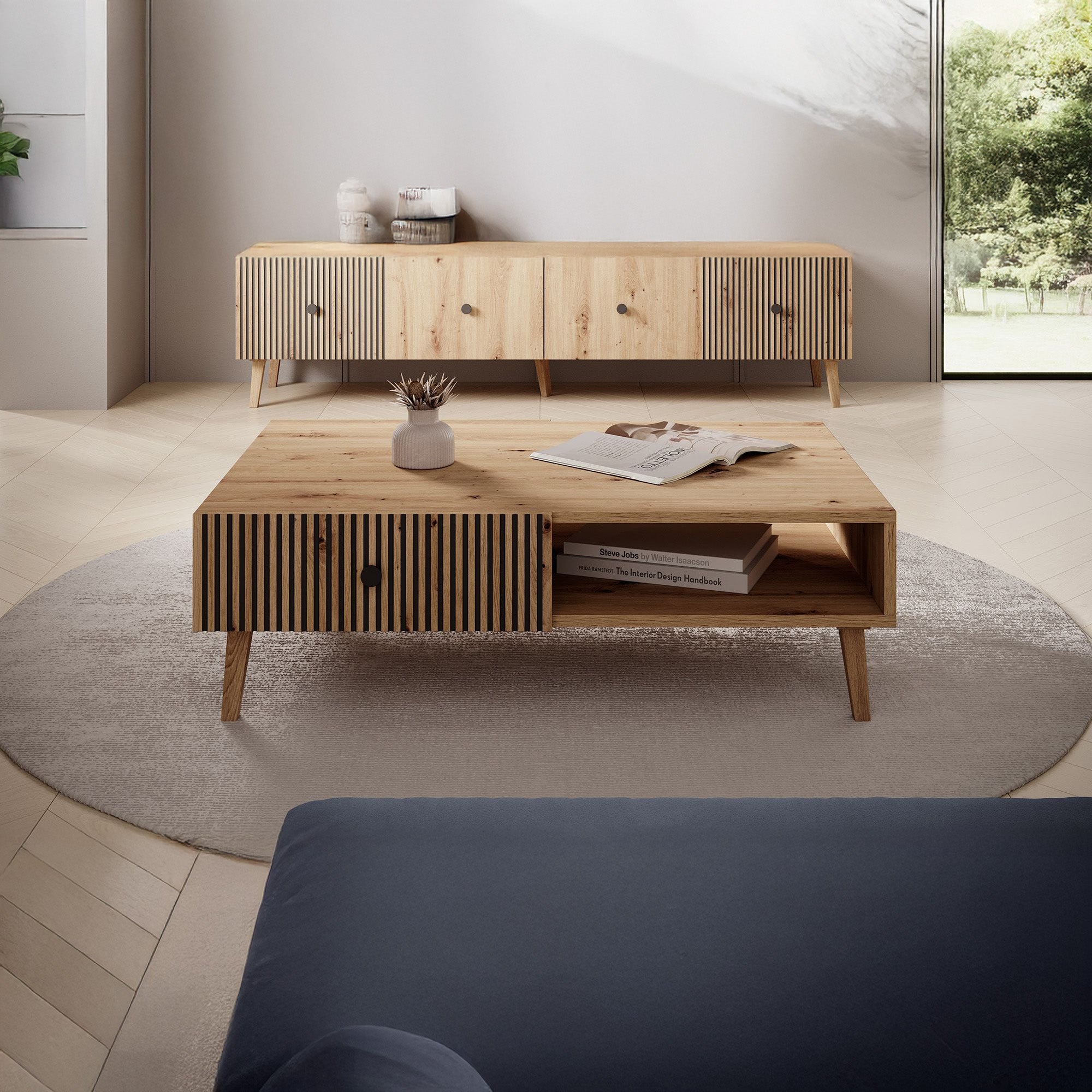 Bali - Salontafel met 2 lades - Eiken - 102x67x32 cm
