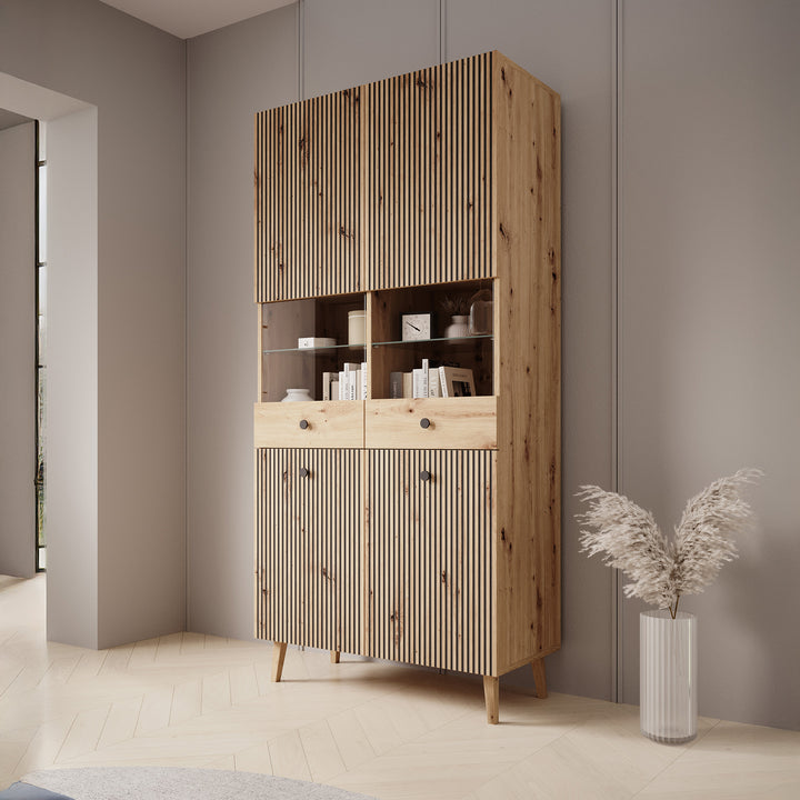 Bali - Vitrinekast - Eiken - 90x42x190 cm