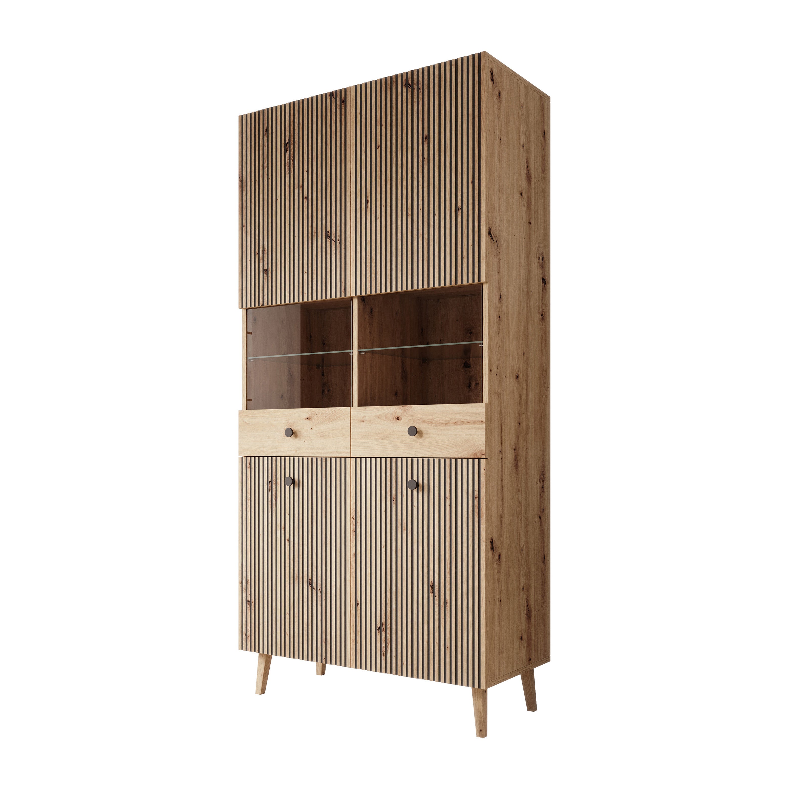 Bali - Vitrinekast - Eiken - 90x42x190 cm