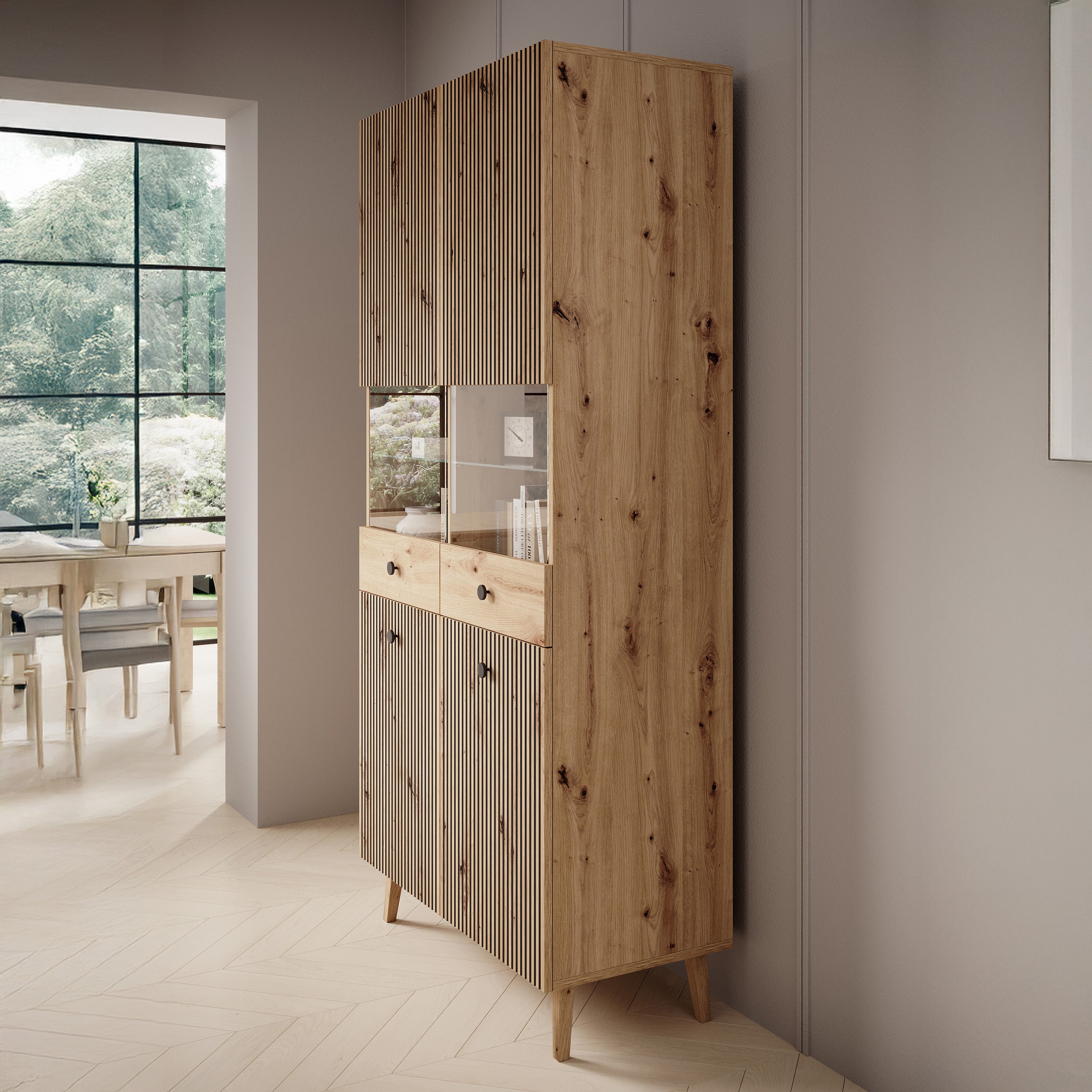 Bali - Vitrinekast - Eiken - 90x42x190 cm