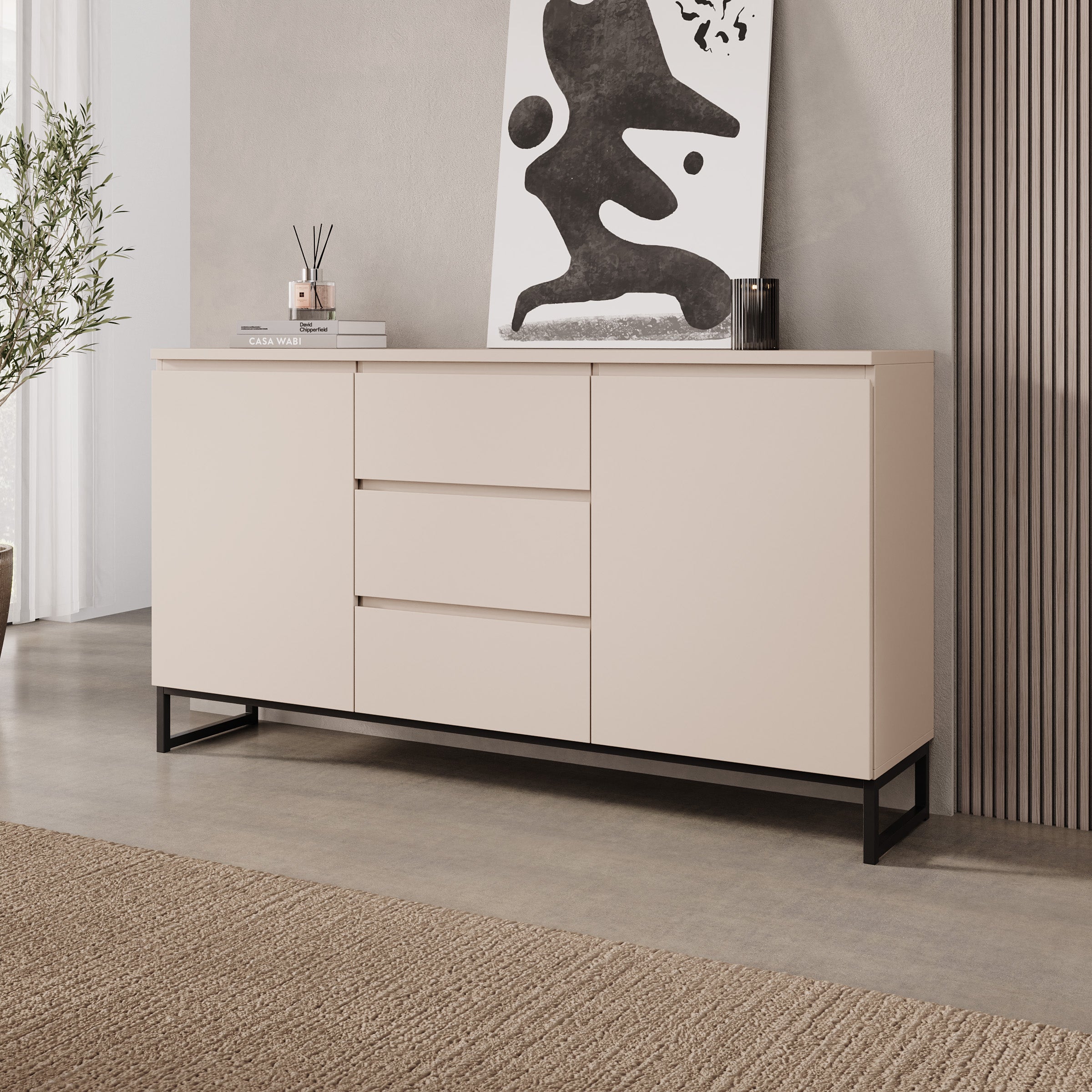 Bandariba - Dressoir - Beige - 150x35x68 cm