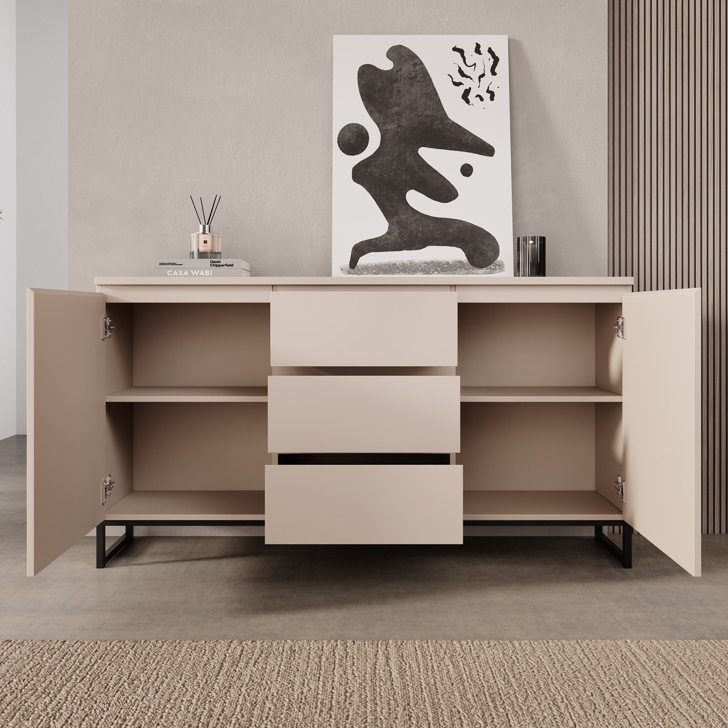 Bandariba - Dressoir - Beige - 150x35x68 cm