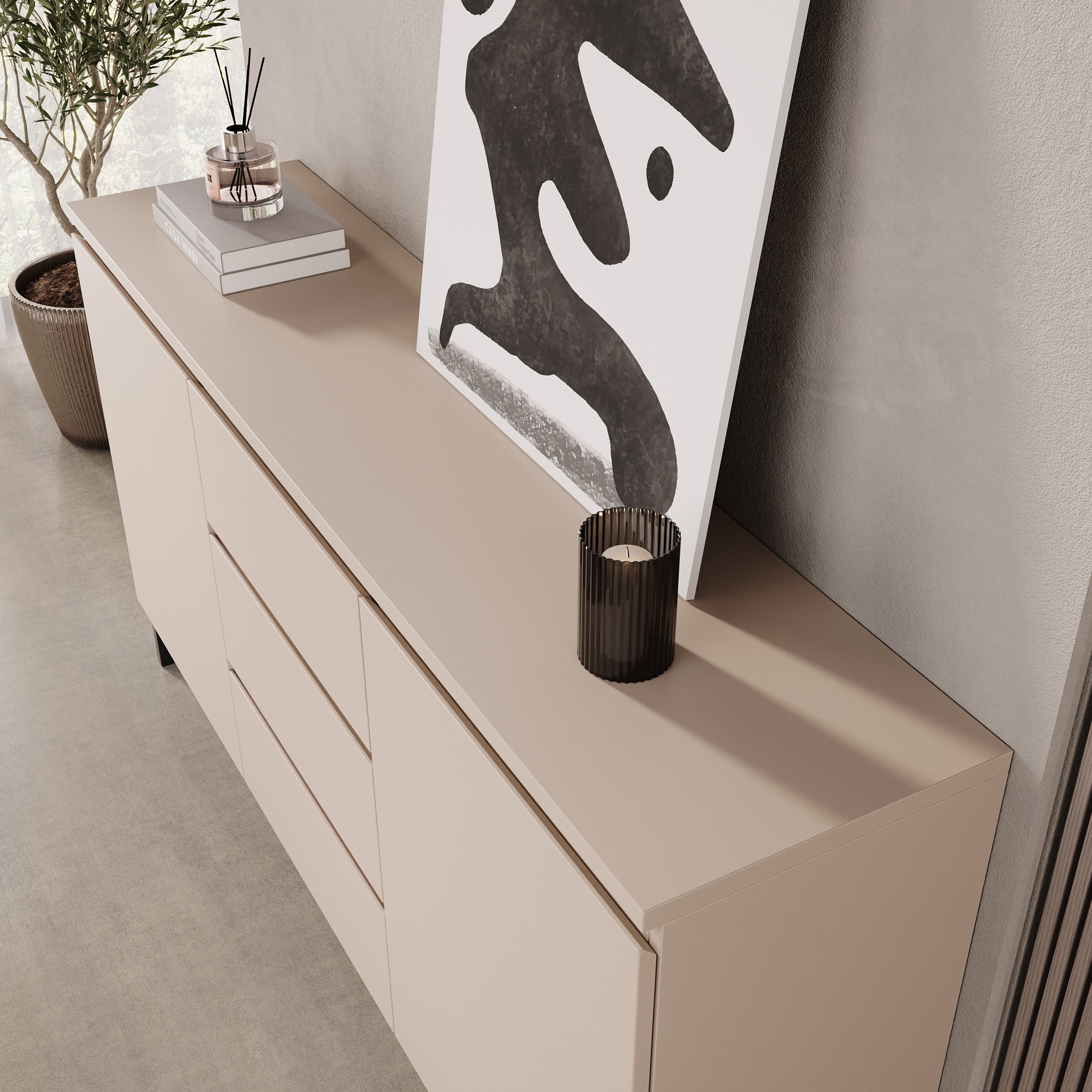 Bandariba - Dressoir - Beige - 150x35x68 cm