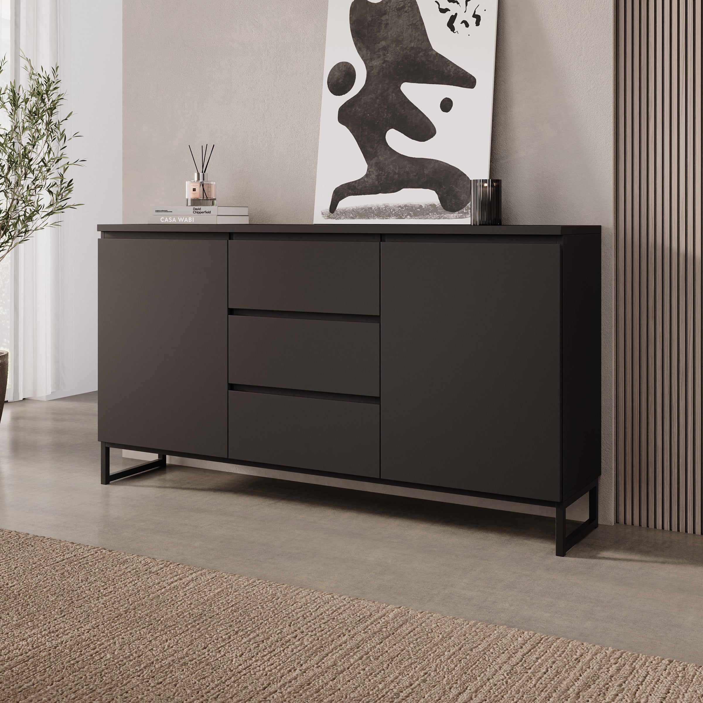 Bandariba - Dressoir - Zwart - 150x35x68 cm