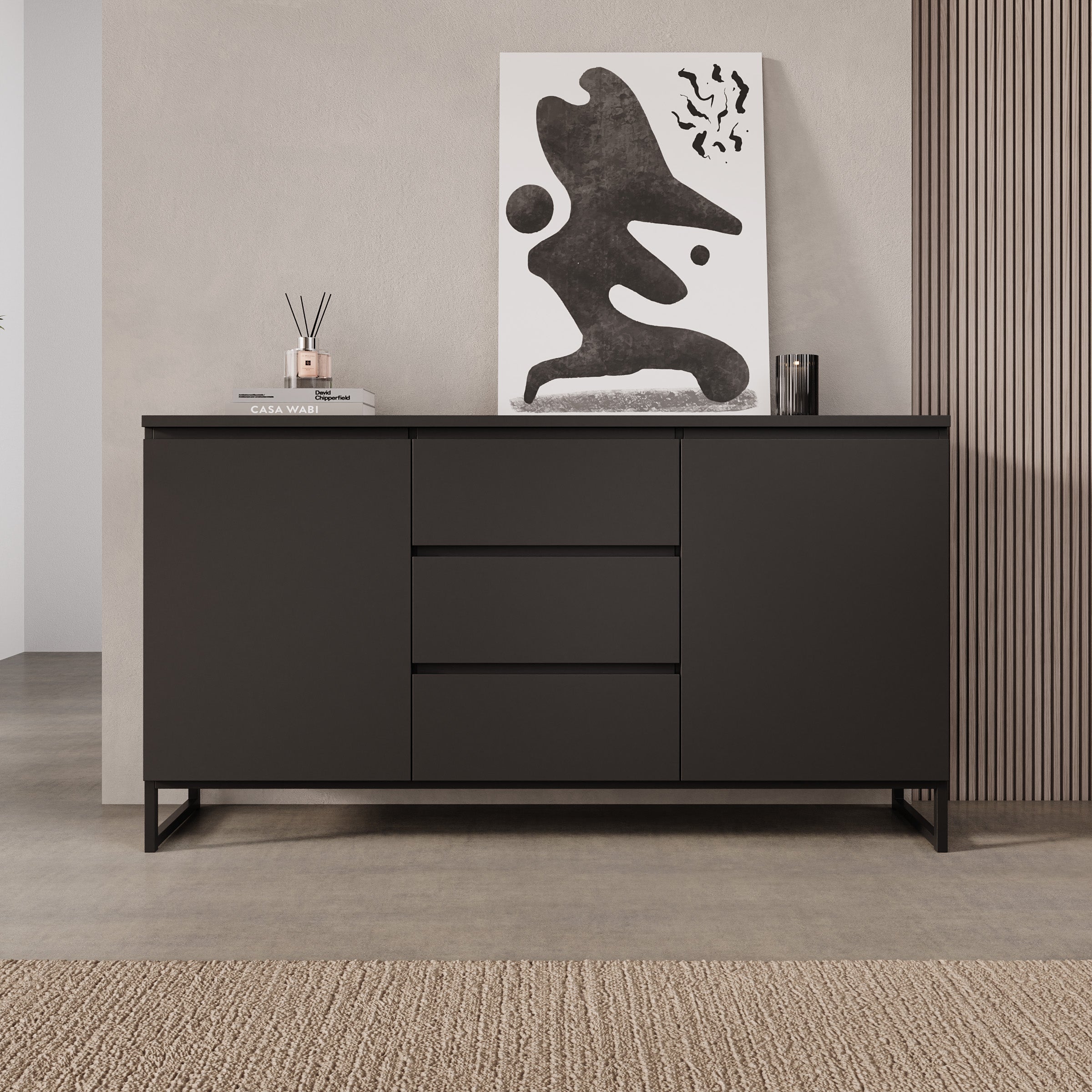Bandariba - Dressoir - Zwart - 150x35x68 cm
