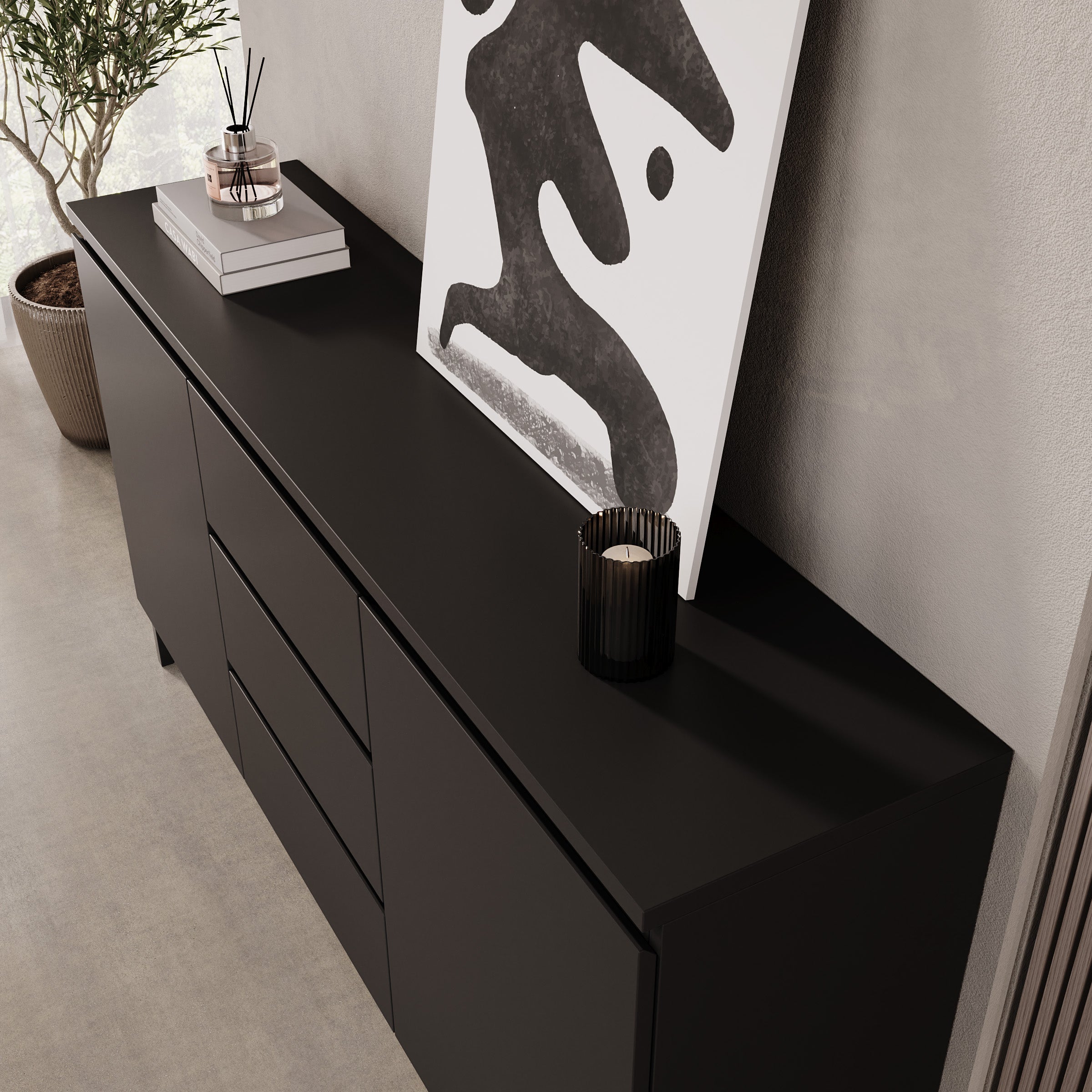 Bandariba - Dressoir - Zwart - 150x35x68 cm